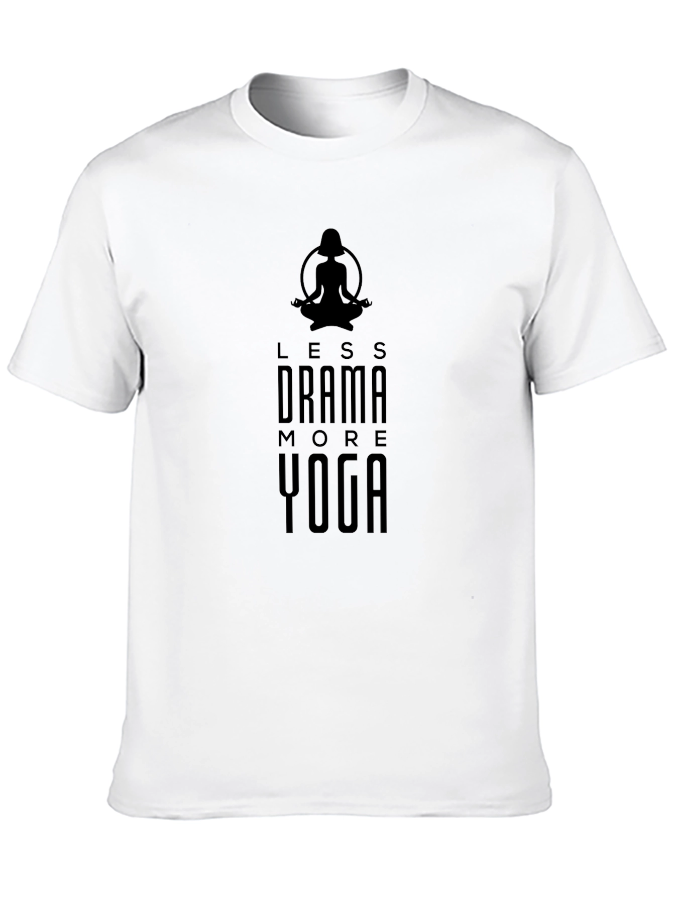 Less Drama More Yoga Black Graphic T-Shirt