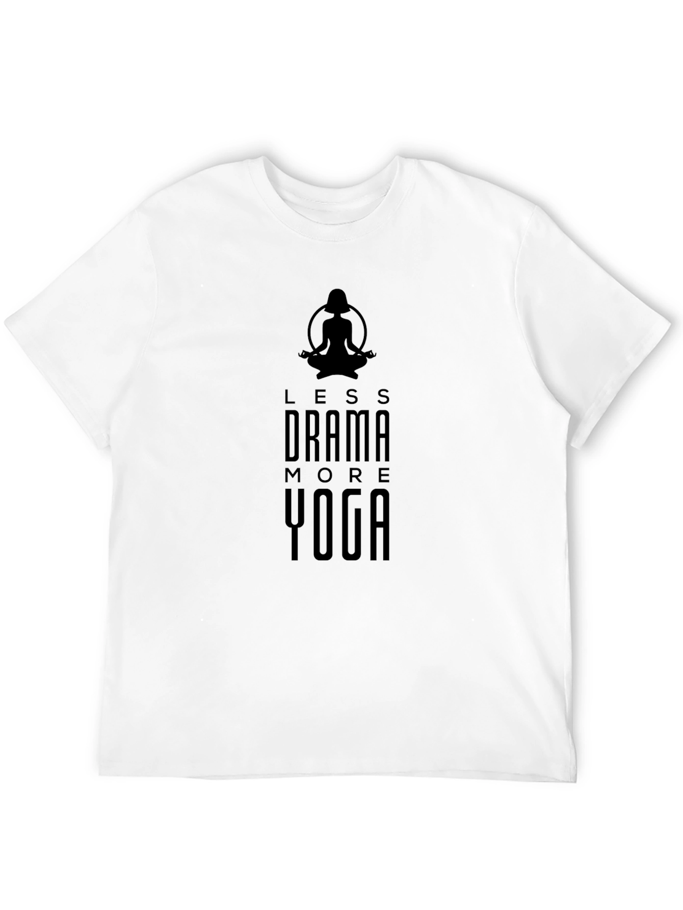 Less Drama More Yoga Black Graphic T-Shirt