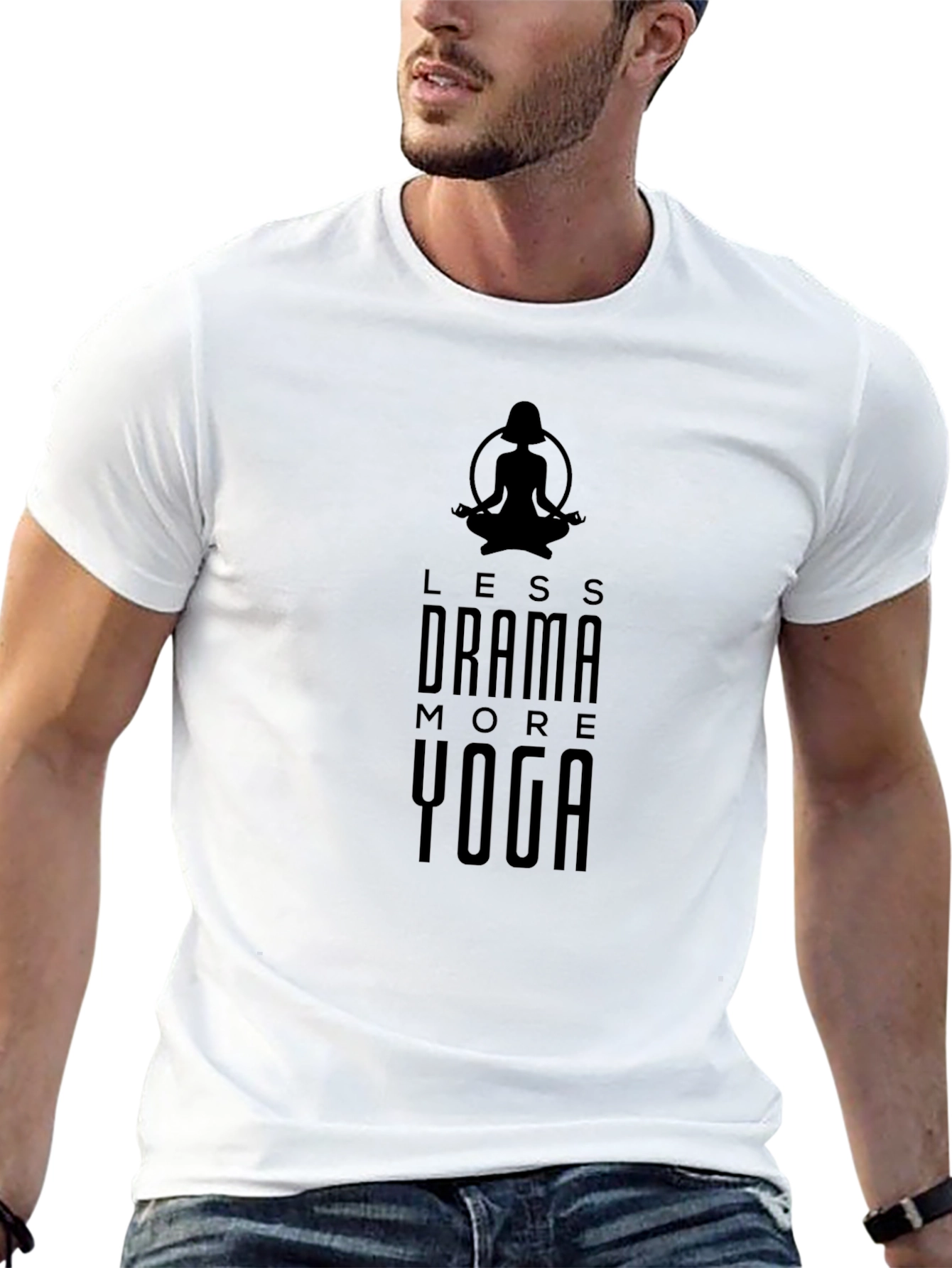 Less Drama More Yoga Black Graphic T-Shirt