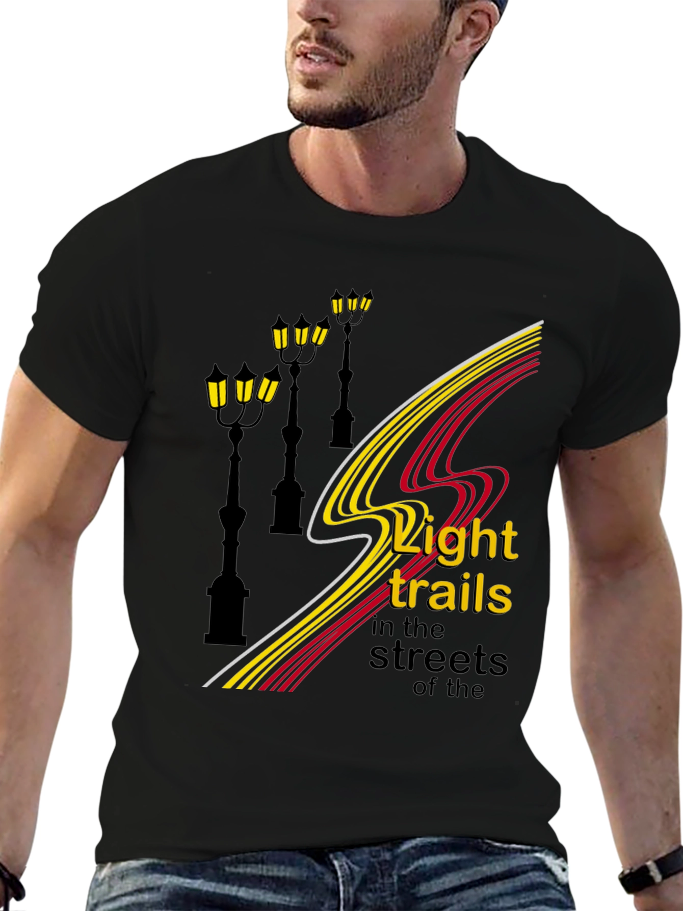 City Lights Mens Black Graphic Tee