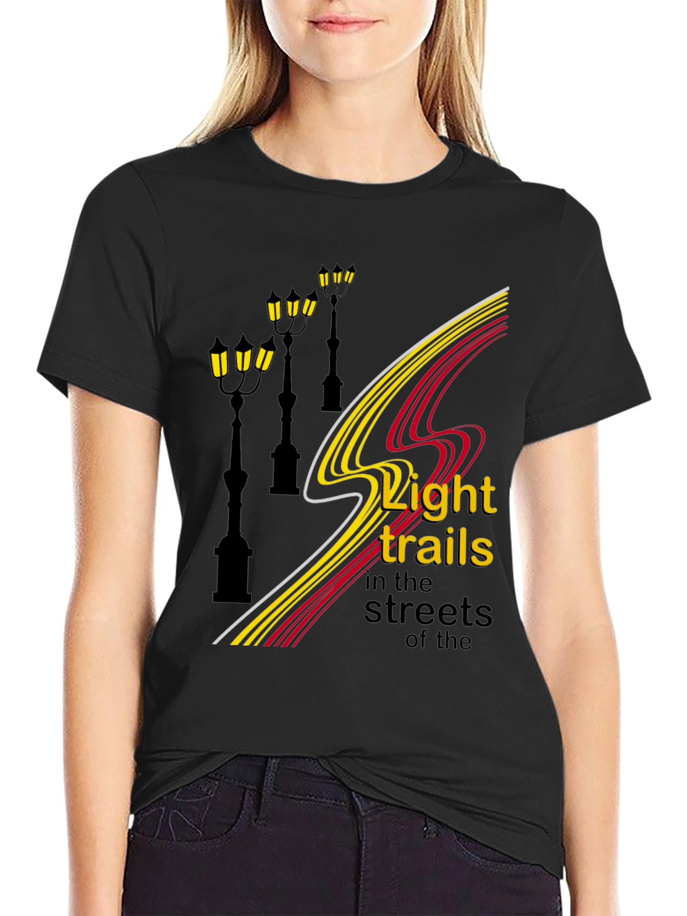 City Lights Mens Black Graphic Tee
