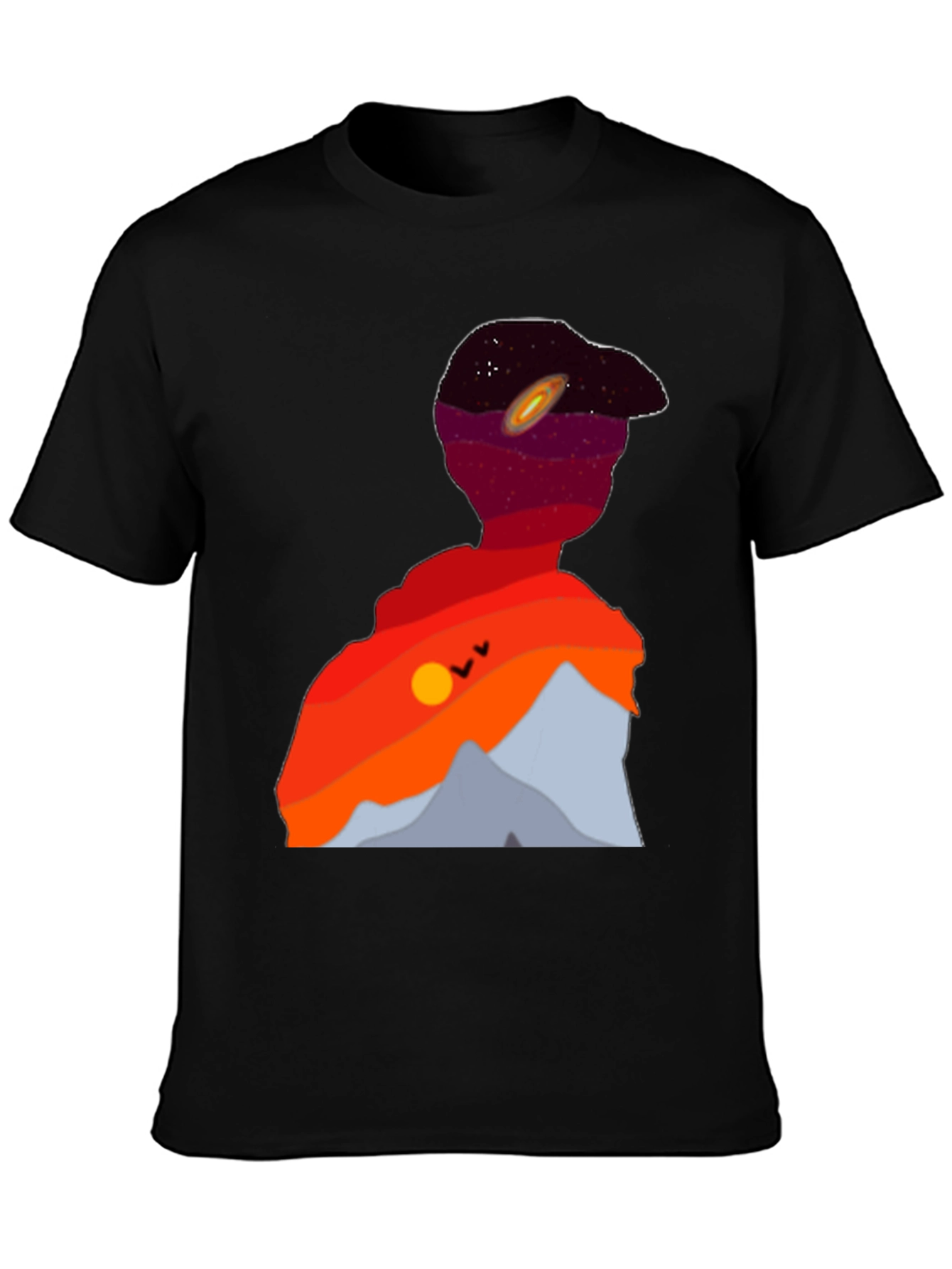 Cosmic Landscape Silhouette Graphic Tee - Black