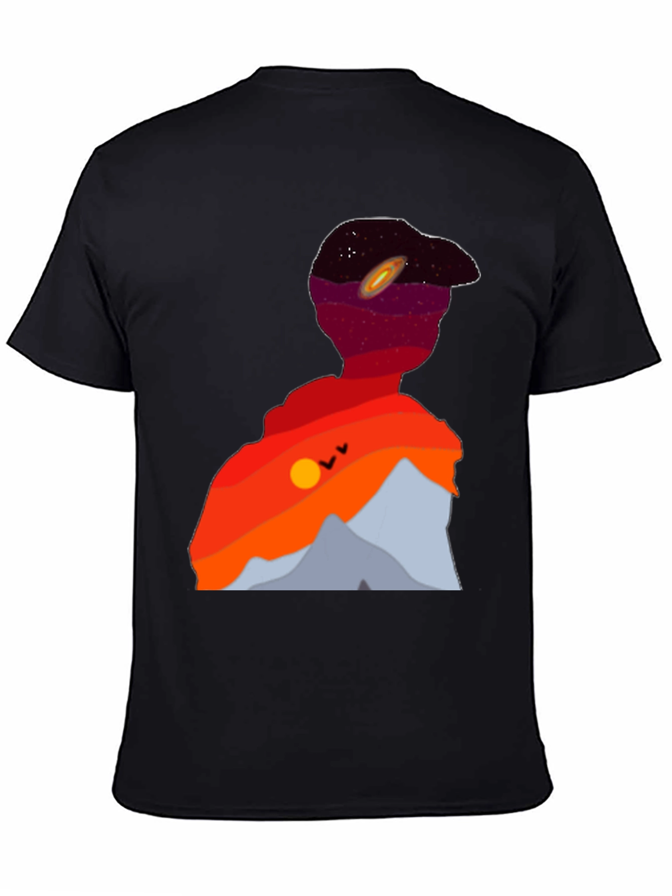 Cosmic Landscape Silhouette Graphic Tee - Black