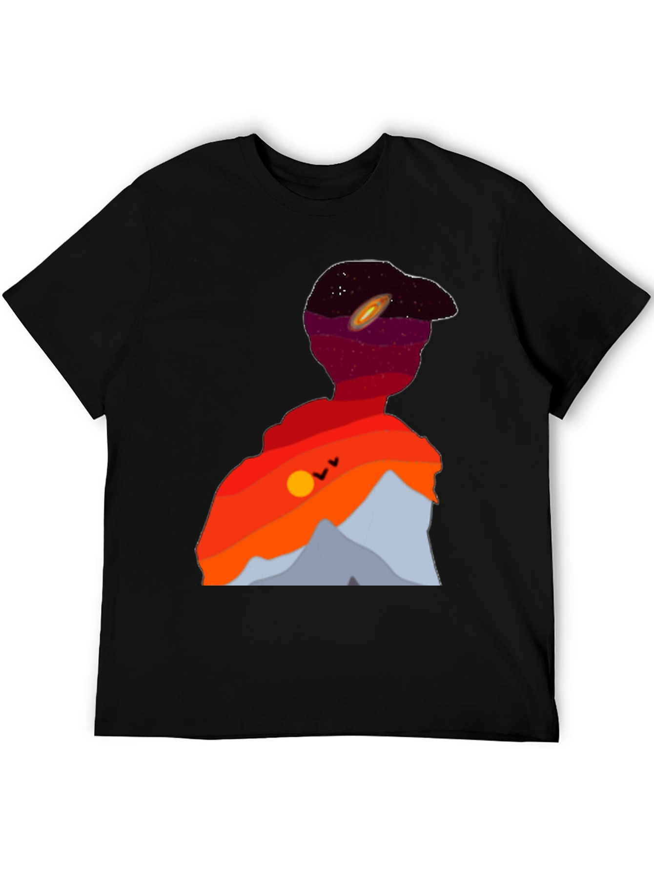 Cosmic Landscape Silhouette Graphic Tee - Black