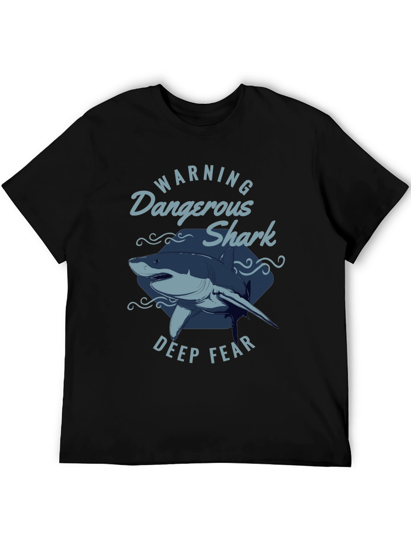 Dangerous Shark Graphic Print Black T-Shirt