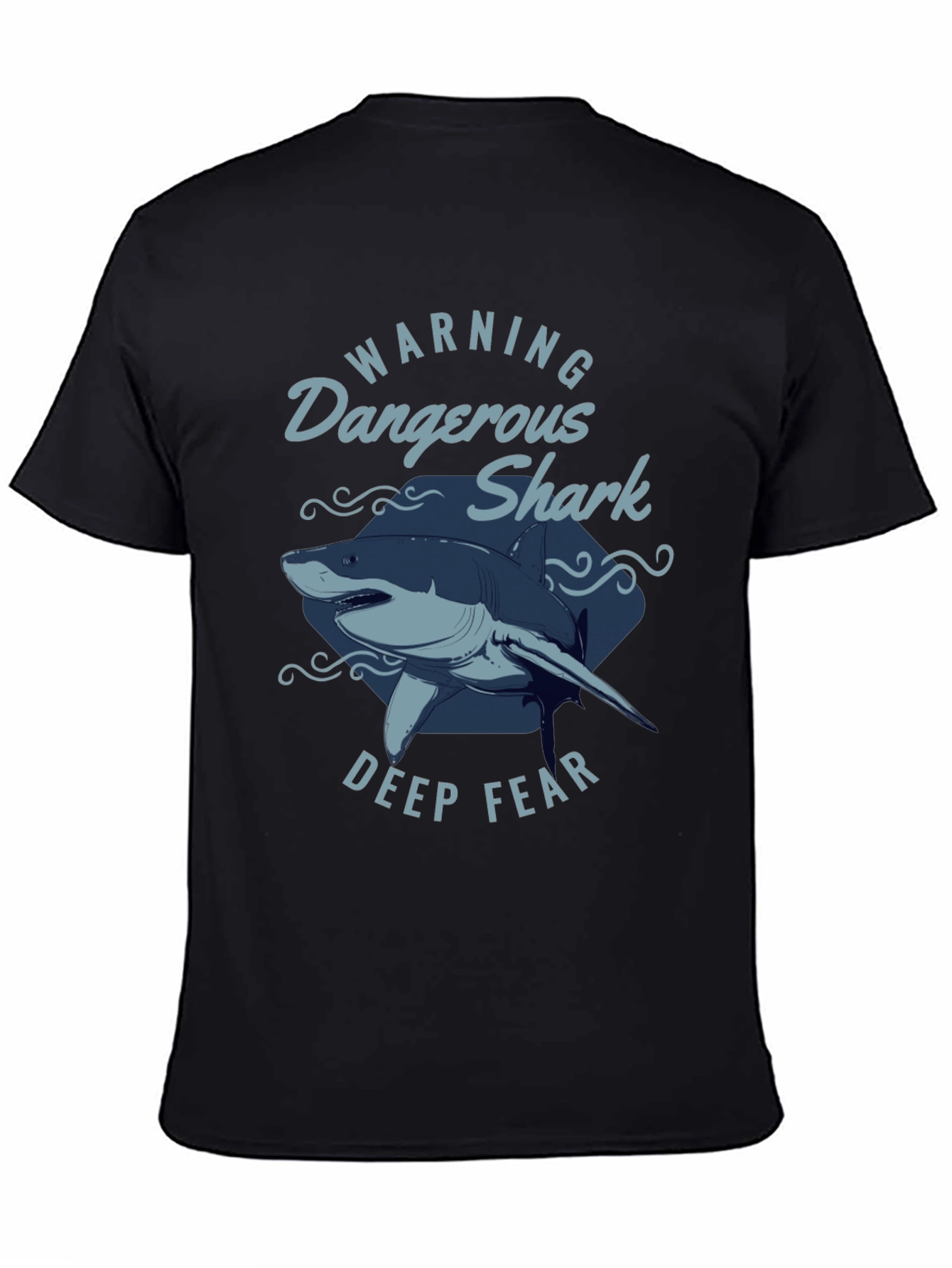 Dangerous Shark Graphic Print Black T-Shirt
