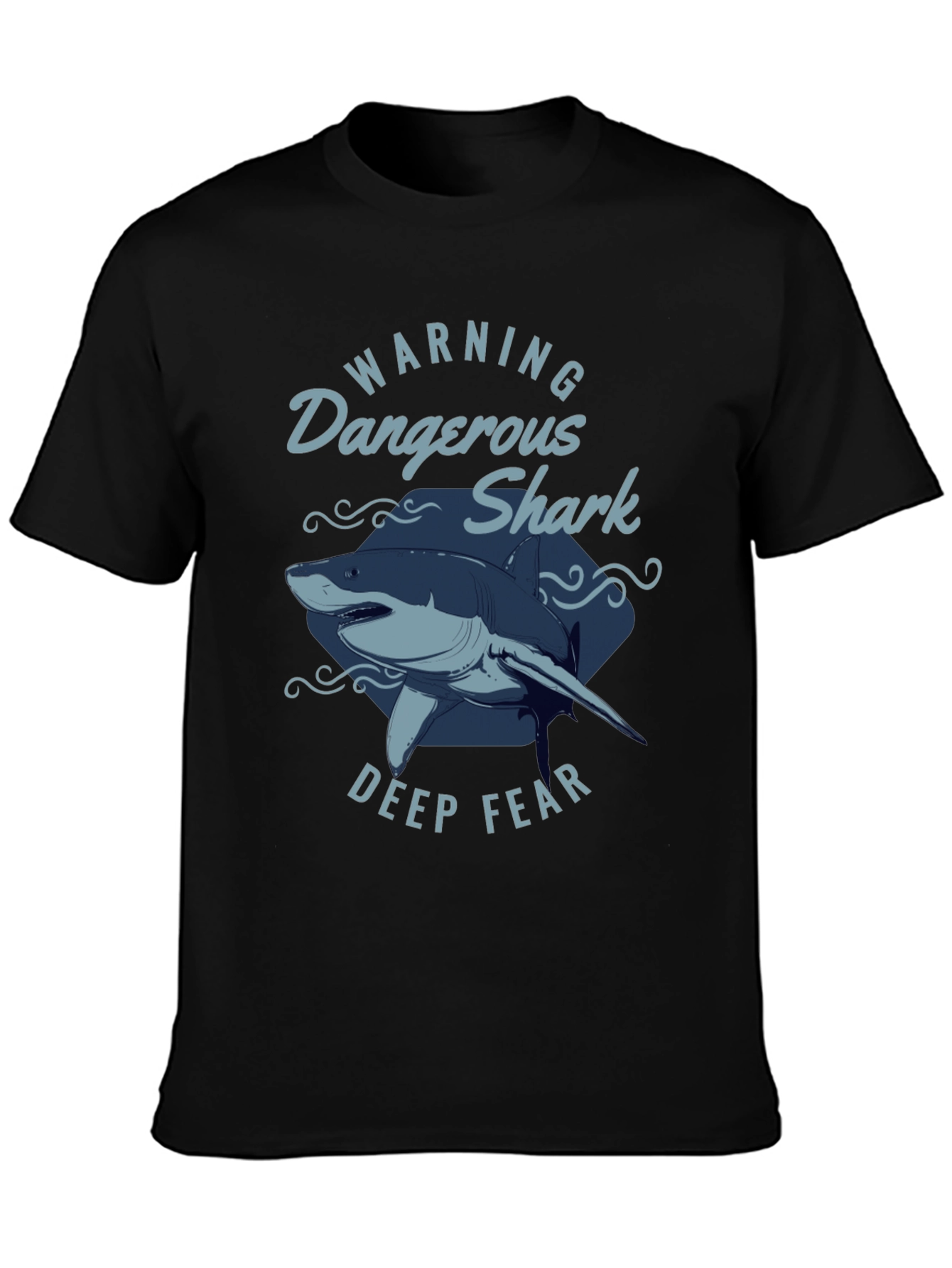 Dangerous Shark Graphic Print Black T-Shirt