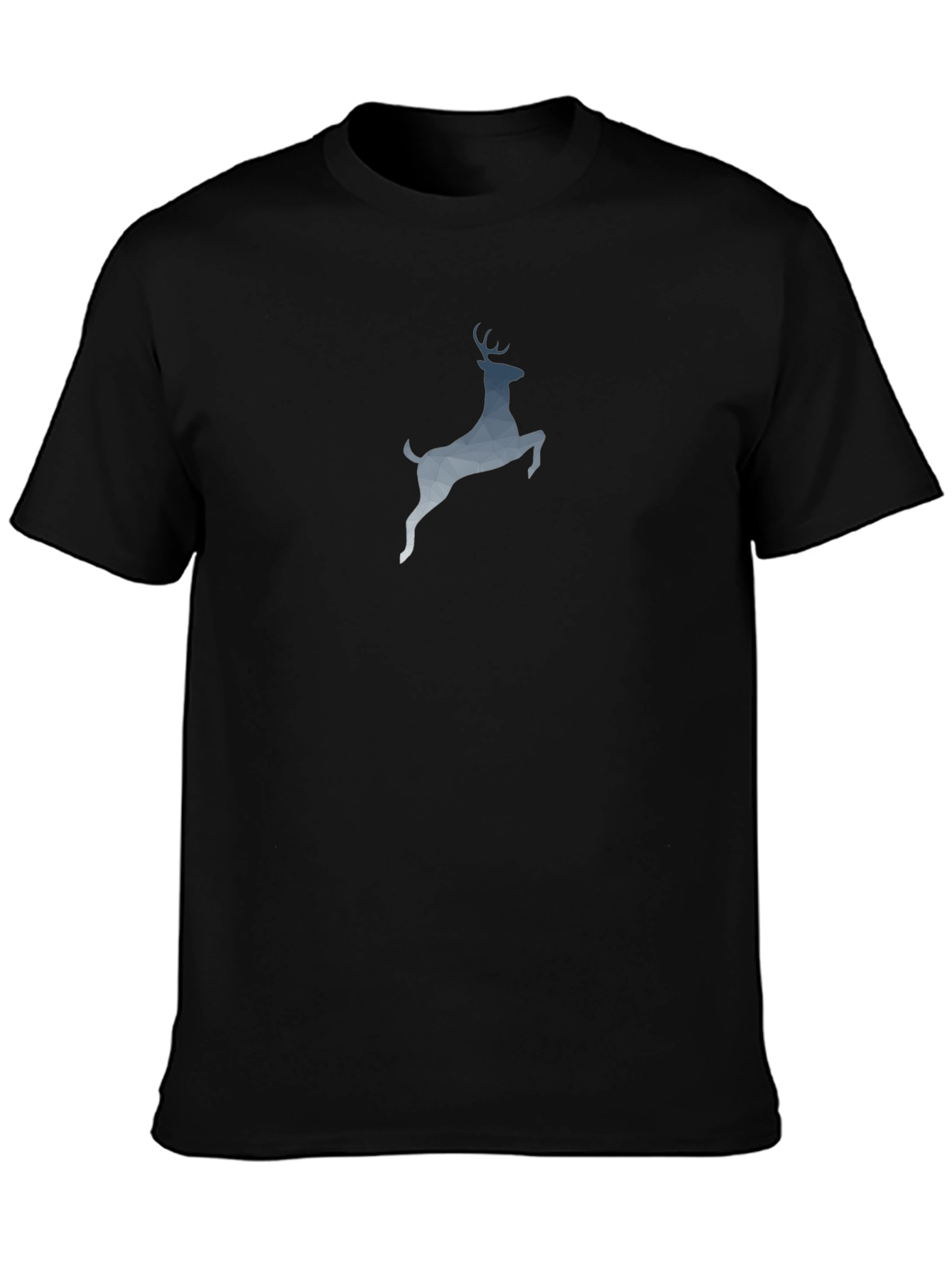 Geometric Deer Graphic Mens Black T-Shirt