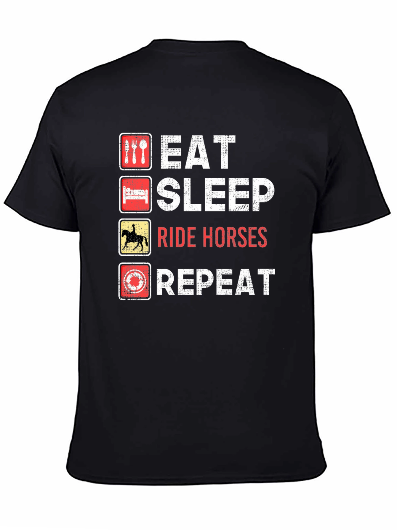 Eat Sleep Ride Horses Repeat Black T-Shirt