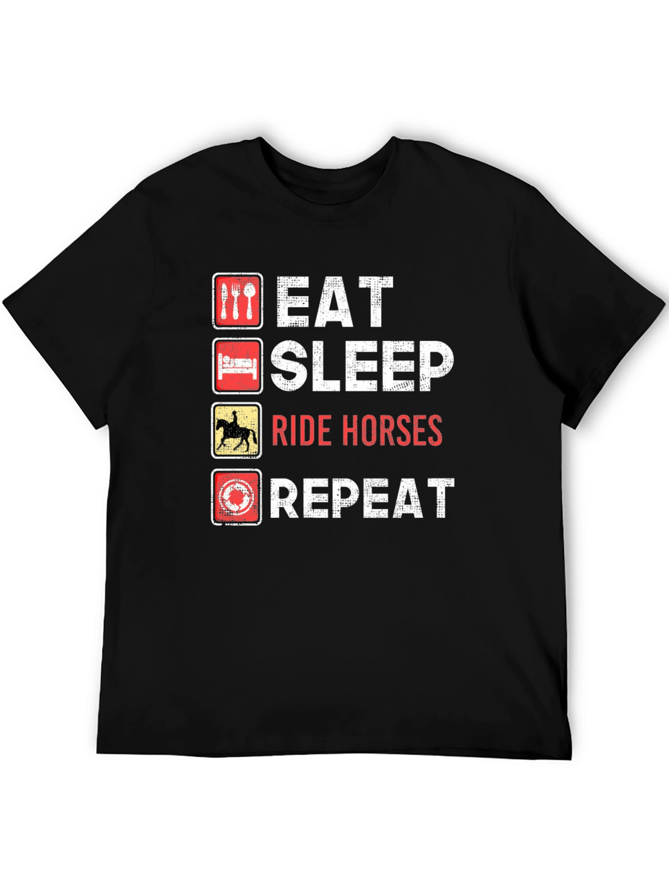 Eat Sleep Ride Horses Repeat Black T-Shirt