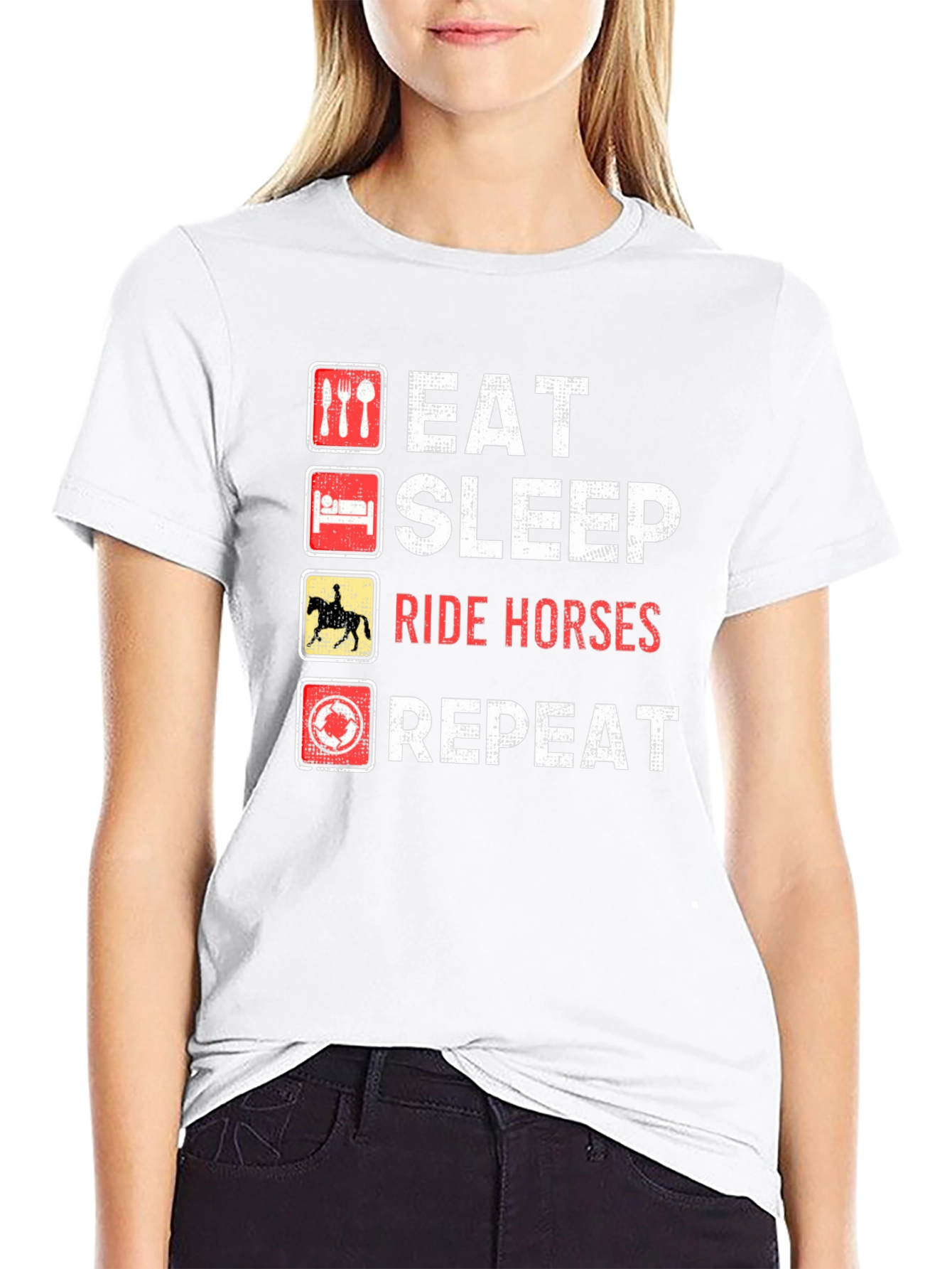 Eat Sleep Ride Horses Repeat Black T-Shirt