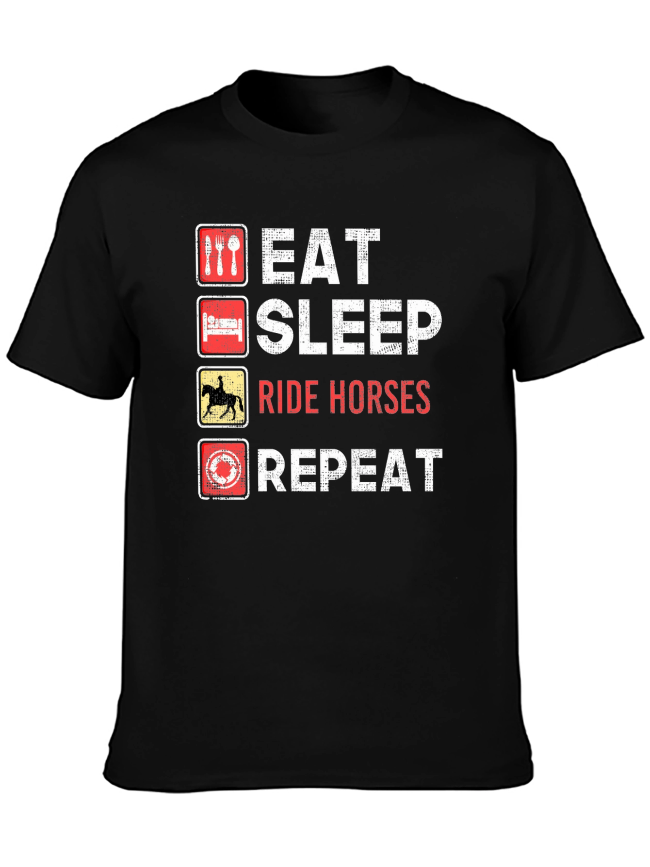 Eat Sleep Ride Horses Repeat Black T-Shirt