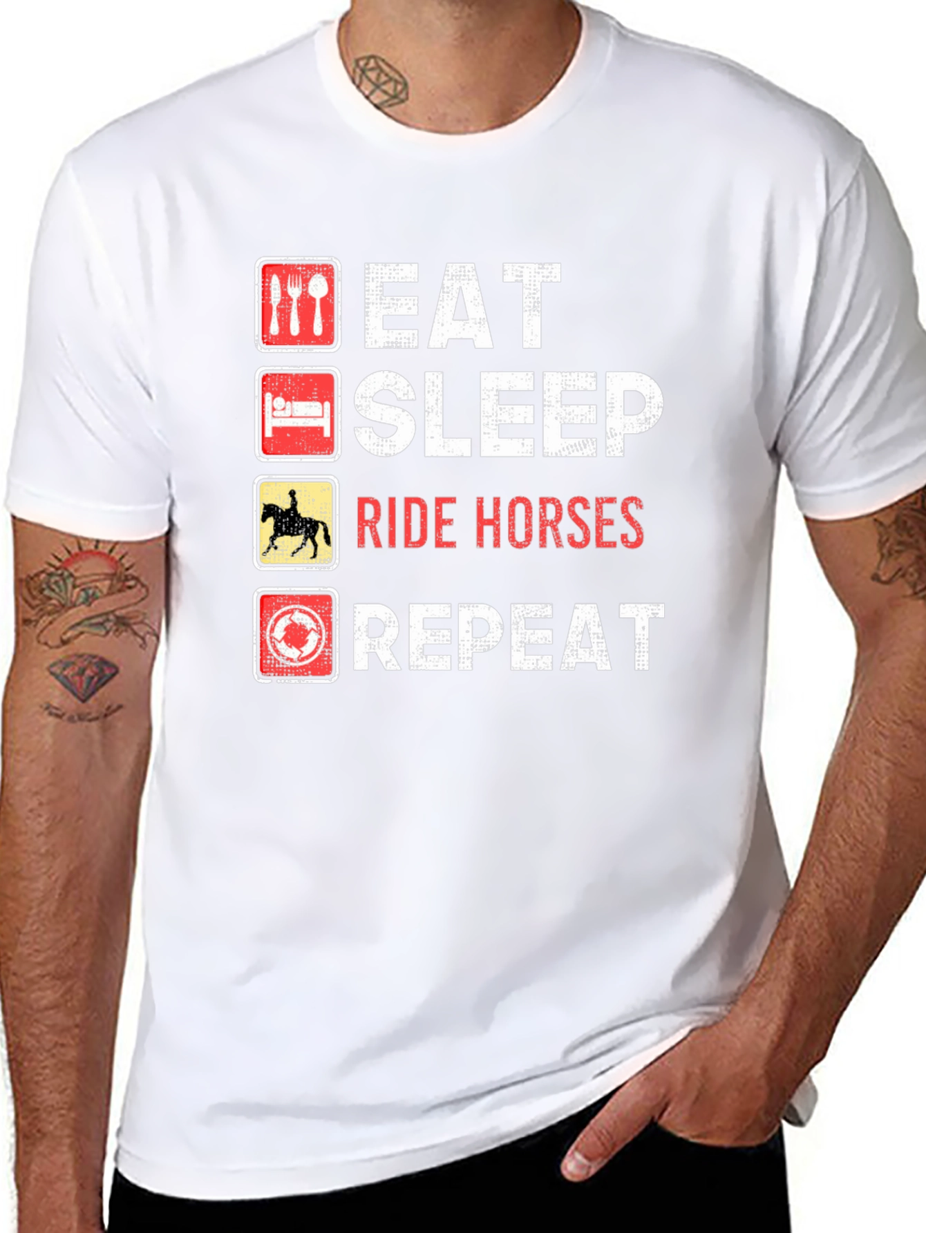 Eat Sleep Ride Horses Repeat Black T-Shirt