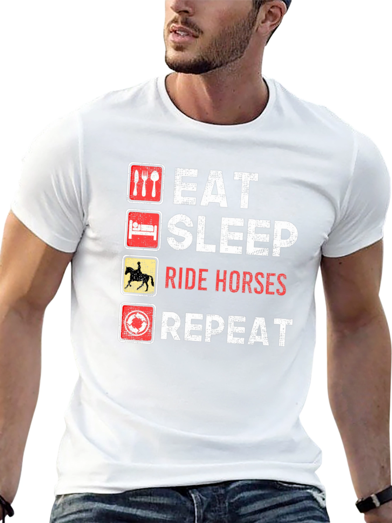 Eat Sleep Ride Horses Repeat Black T-Shirt