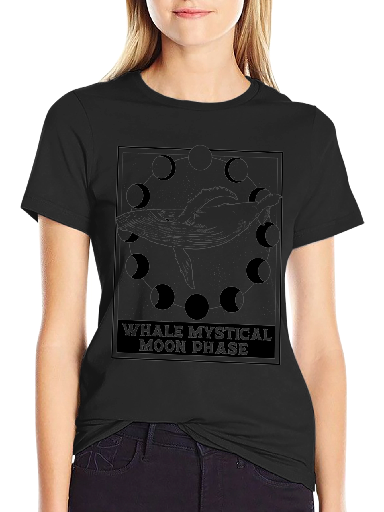 Whale Mystical Moon Phase T-Shirt