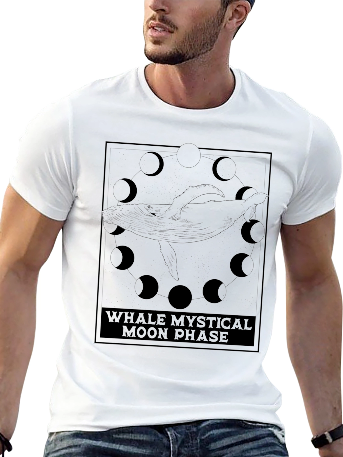 Whale Mystical Moon Phase T-Shirt