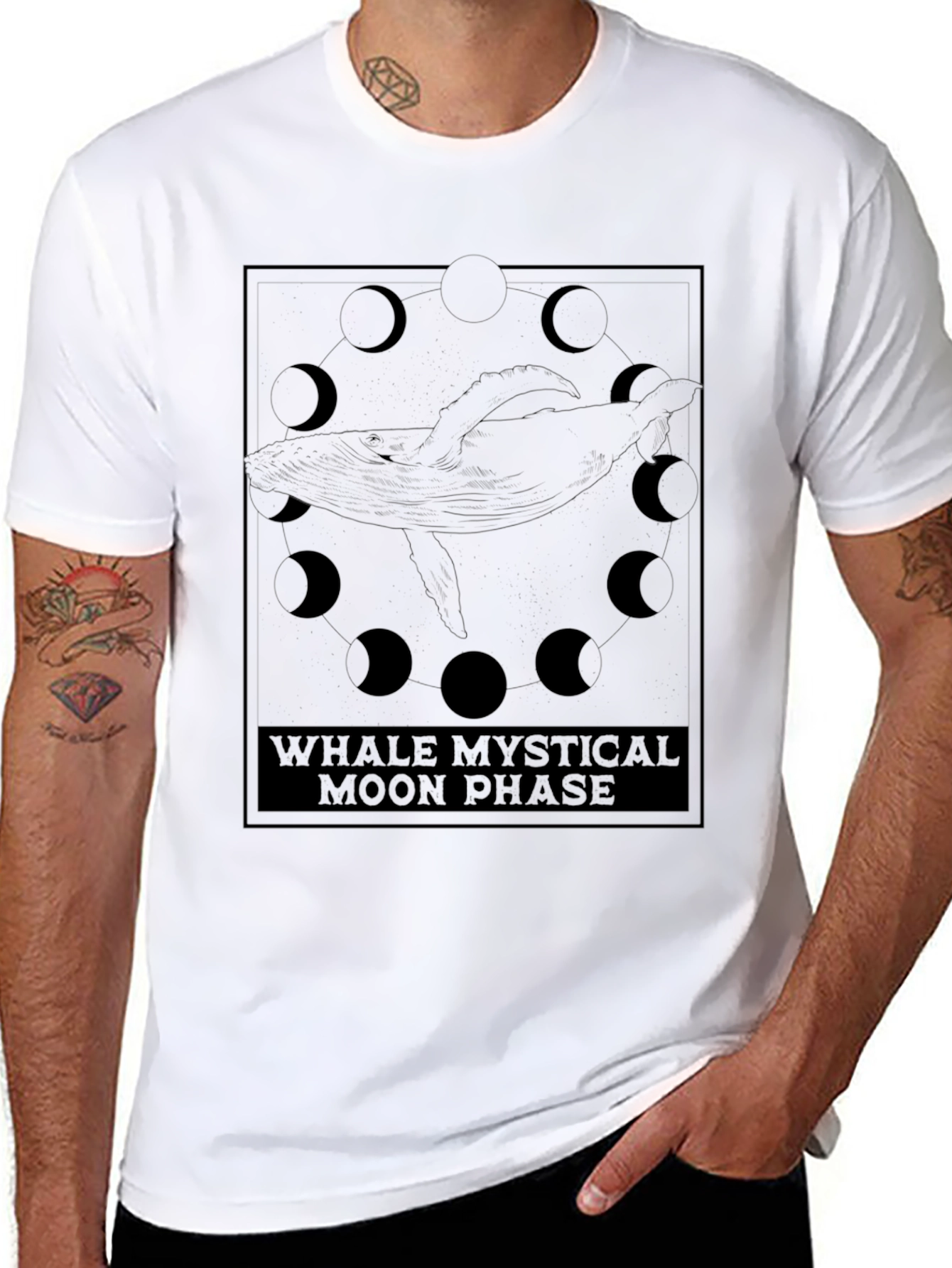 Whale Mystical Moon Phase T-Shirt