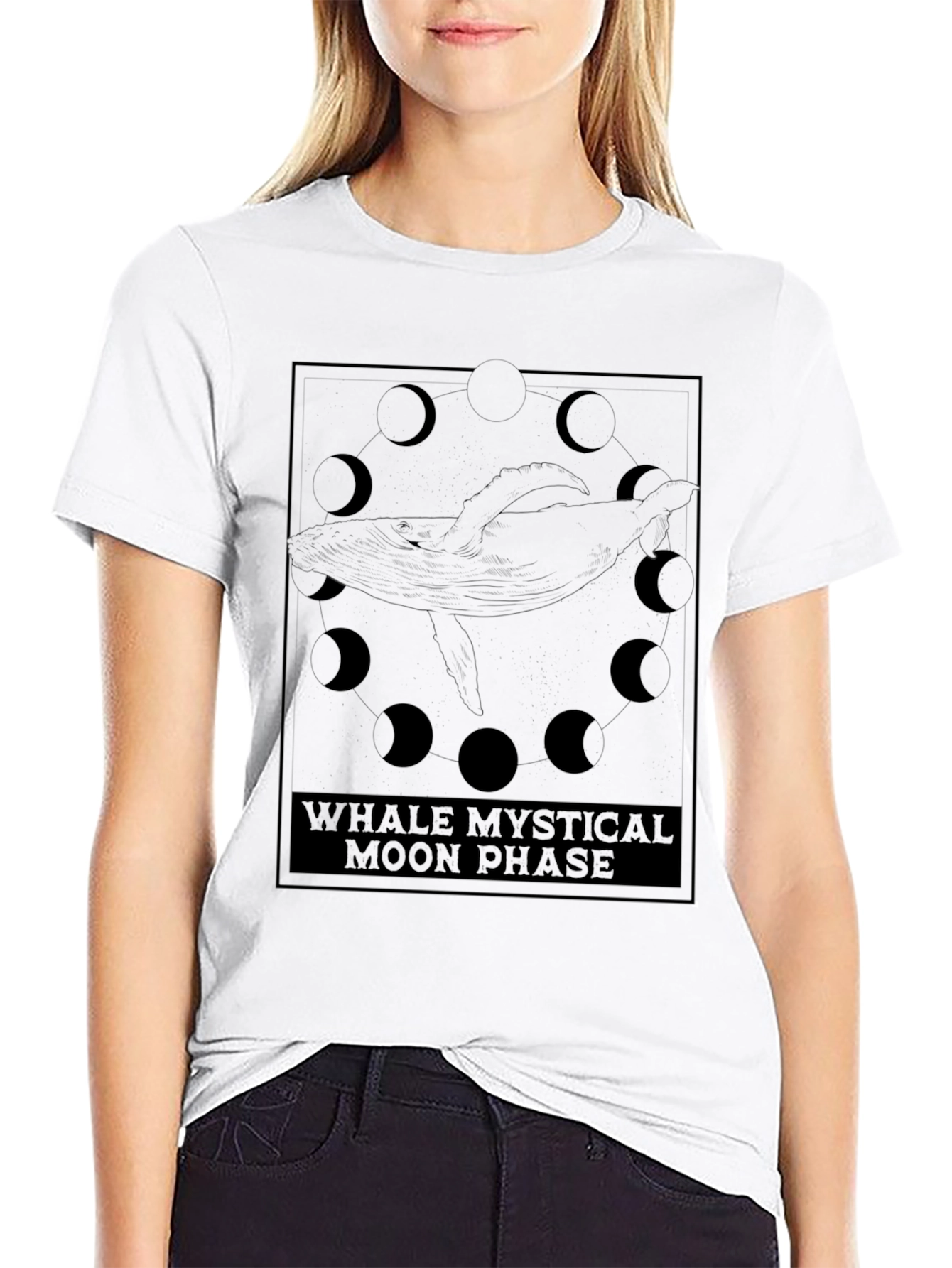 Whale Mystical Moon Phase T-Shirt