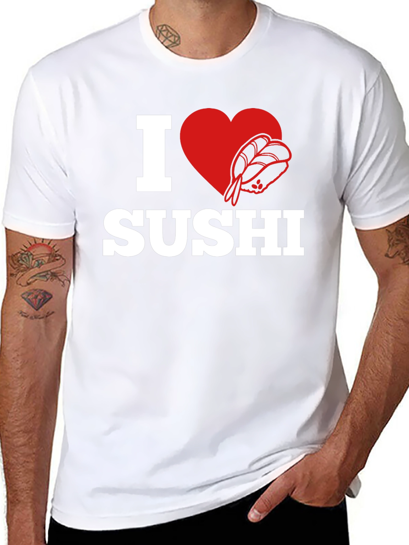 I Love Sushi Graphic Tee - Black