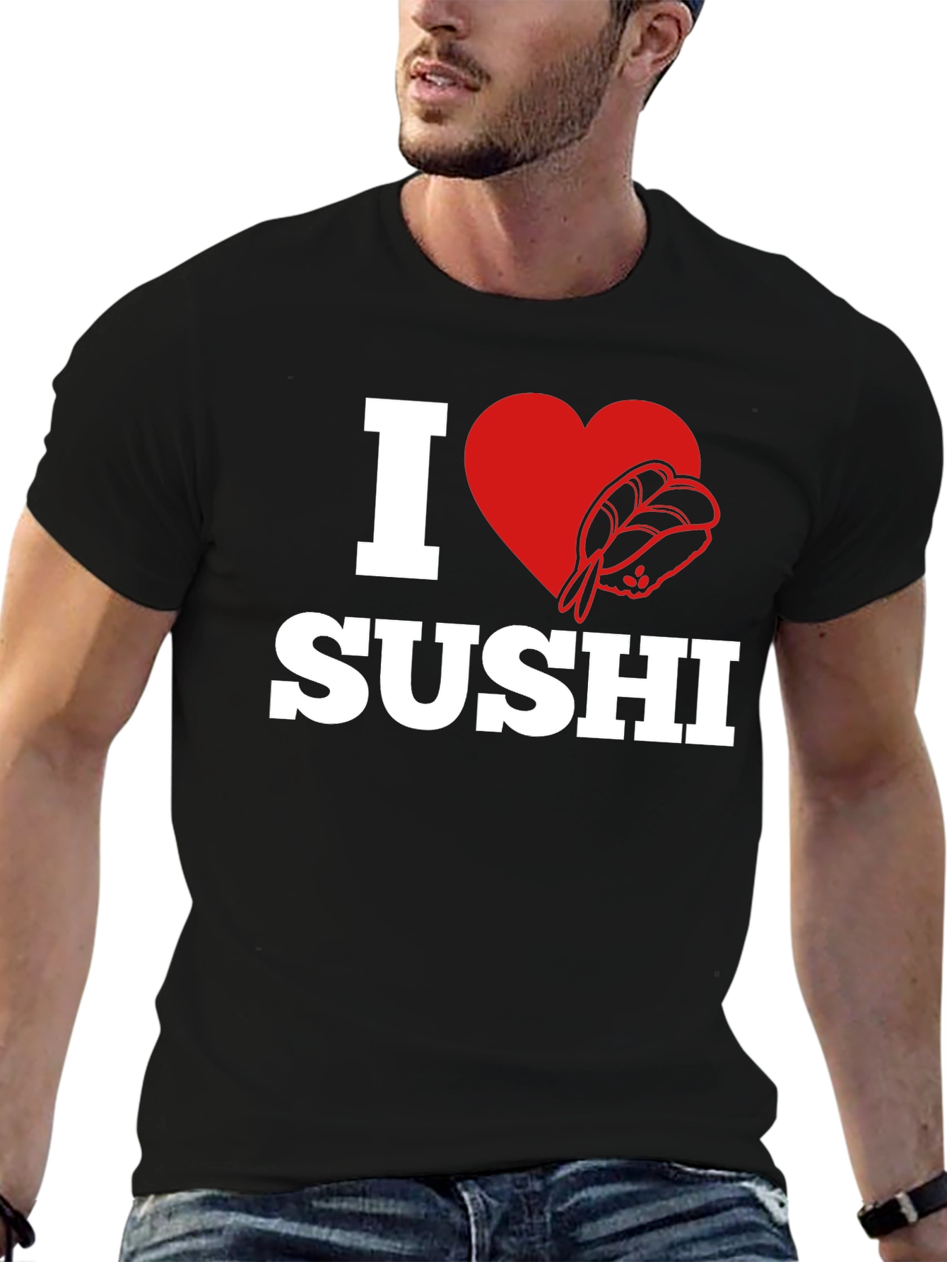 I Love Sushi Graphic Tee - Black