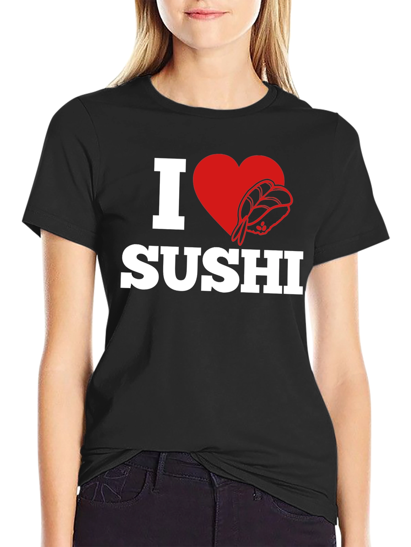 I Love Sushi Graphic Tee - Black