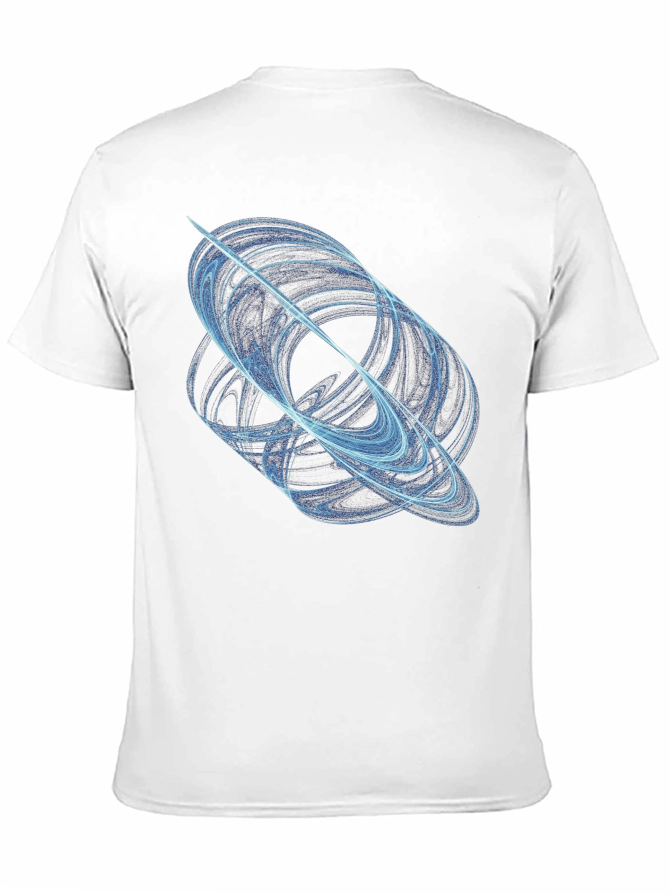 Abstract Blue Swirl Graphic Black T-Shirt