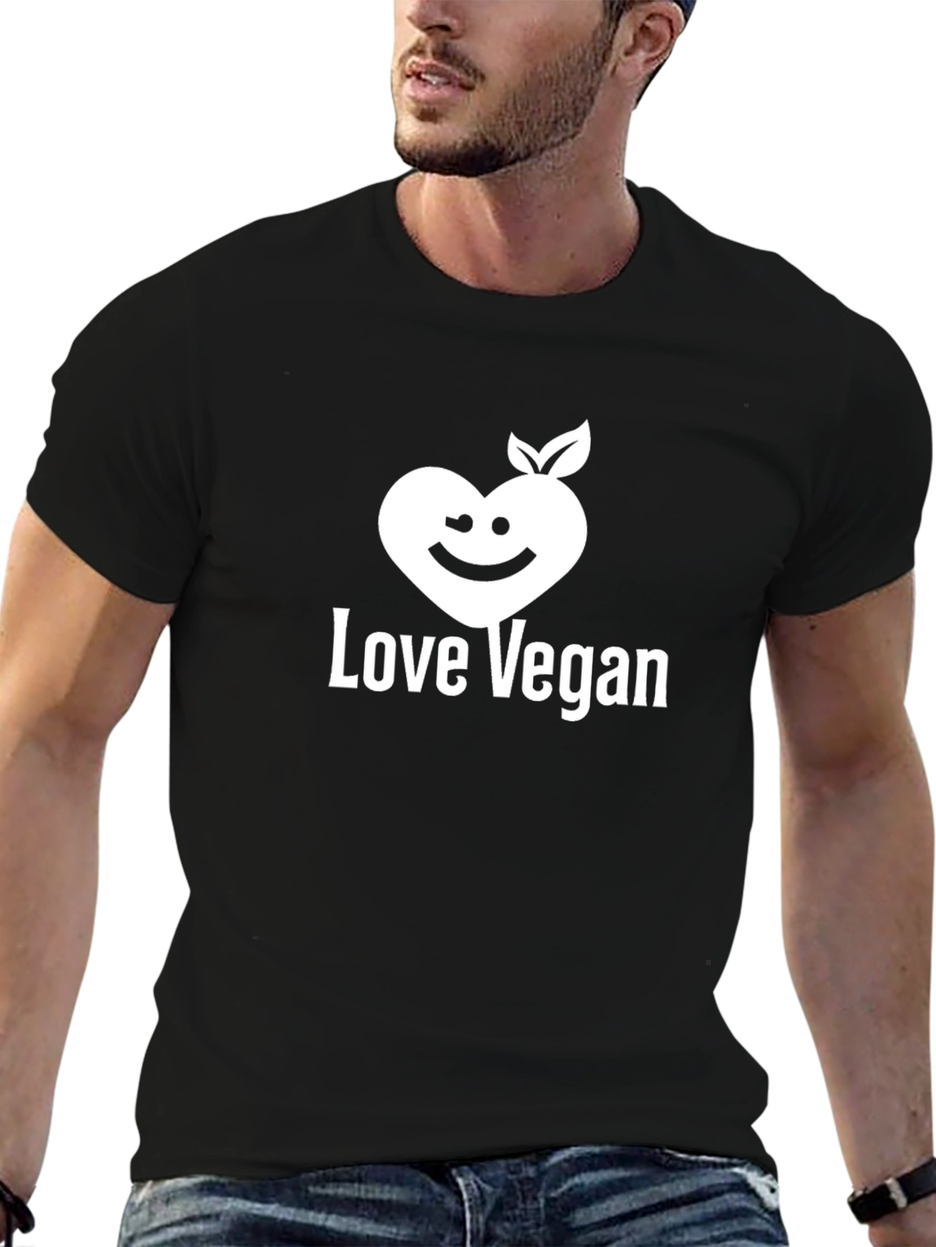 Love Vegan Graphic Tee - Black Cotton Blend