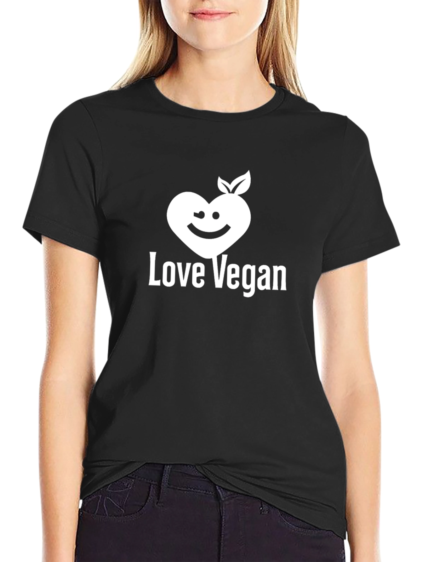 Love Vegan Graphic Tee - Black Cotton Blend
