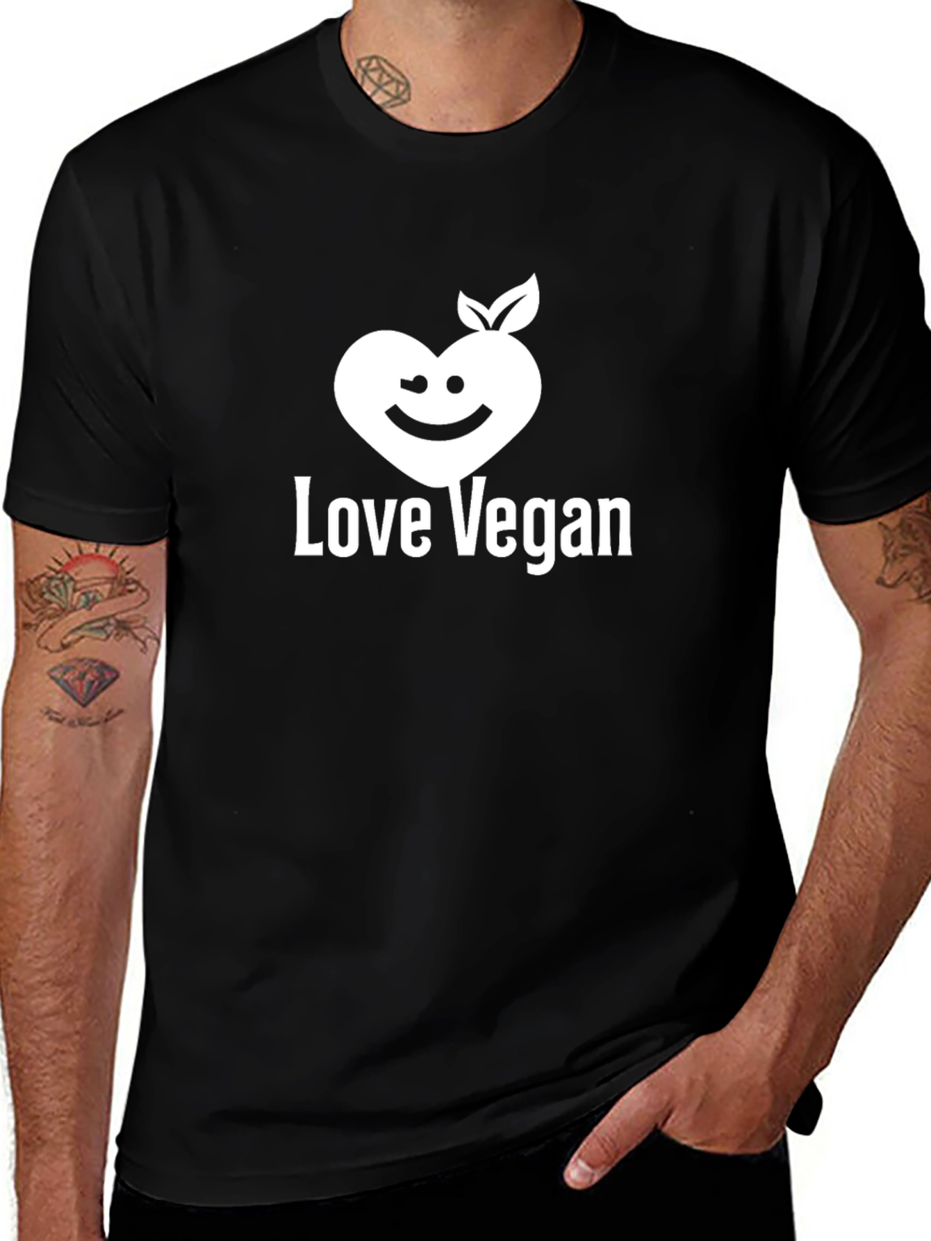 Love Vegan Graphic Tee - Black Cotton Blend