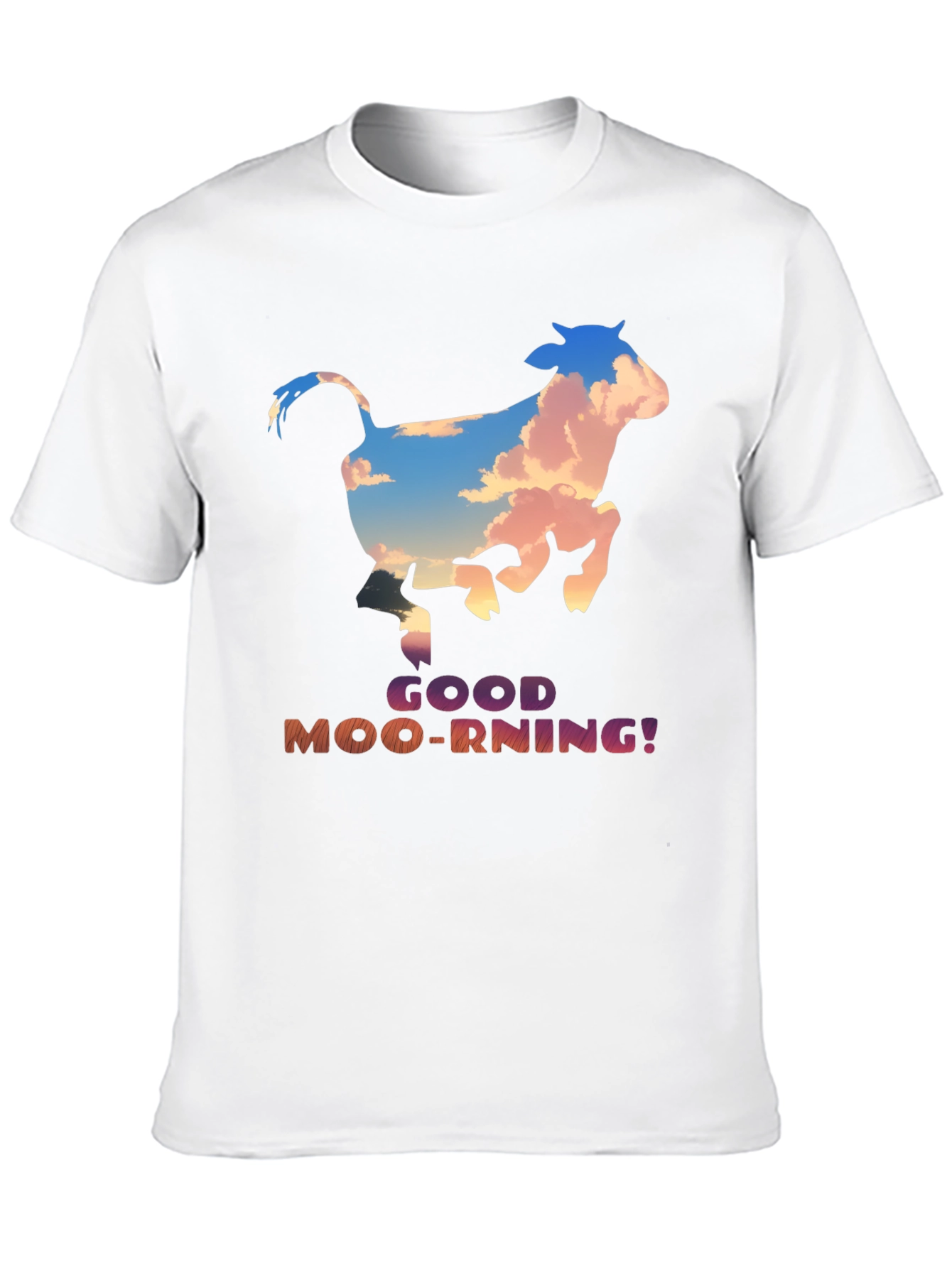 Good Moo-rning! Cow Graphic Print T-Shirt