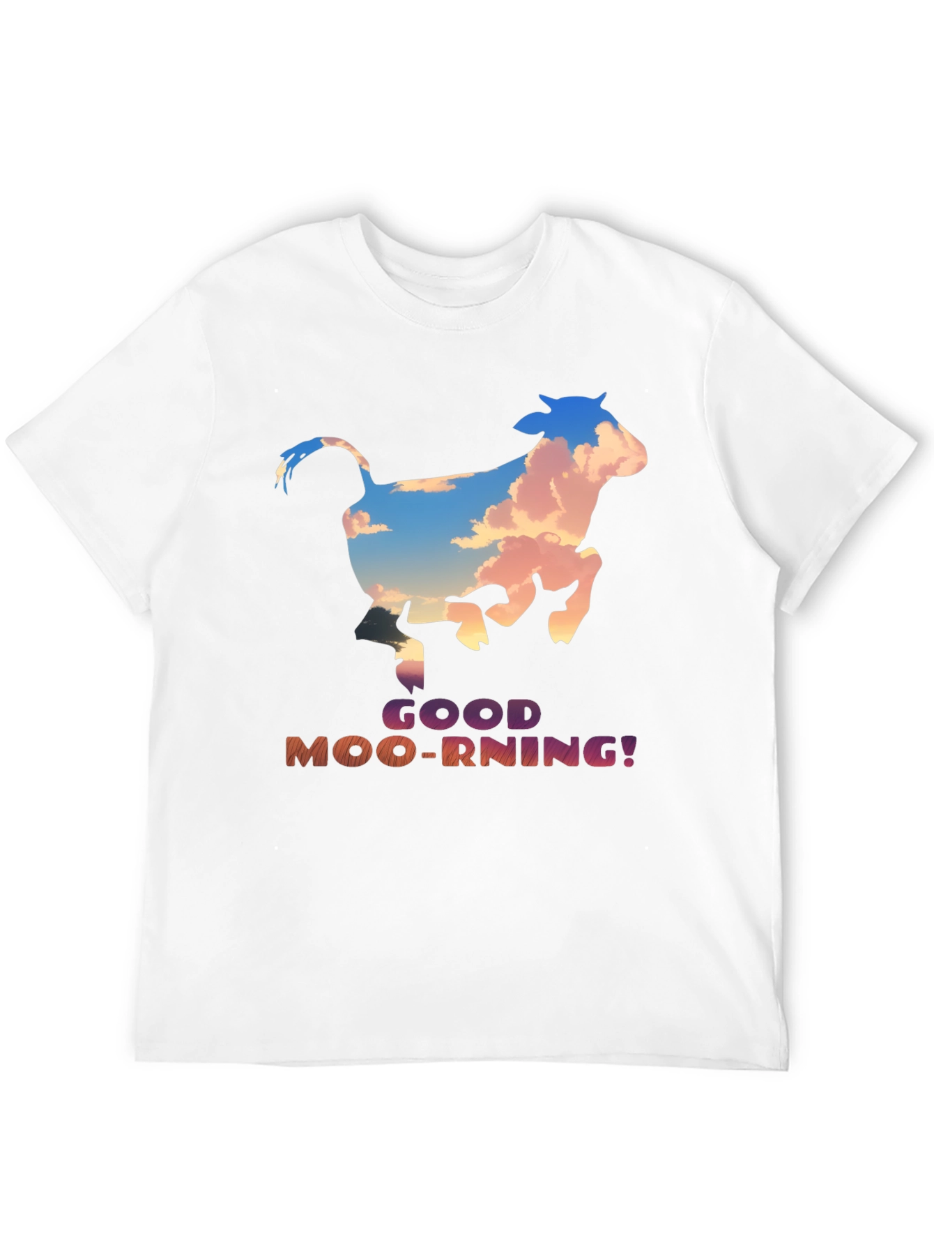 Good Moo-rning! Cow Graphic Print T-Shirt