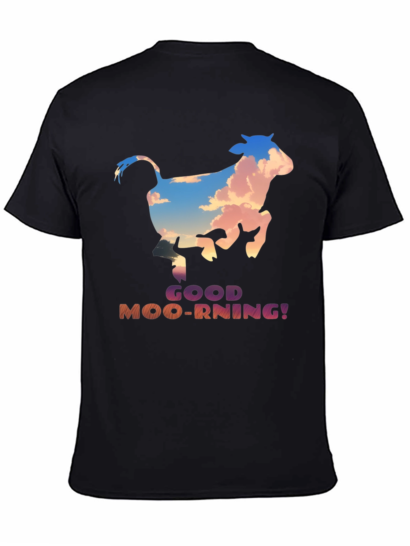 Good Moo-rning! Cow Graphic Print T-Shirt