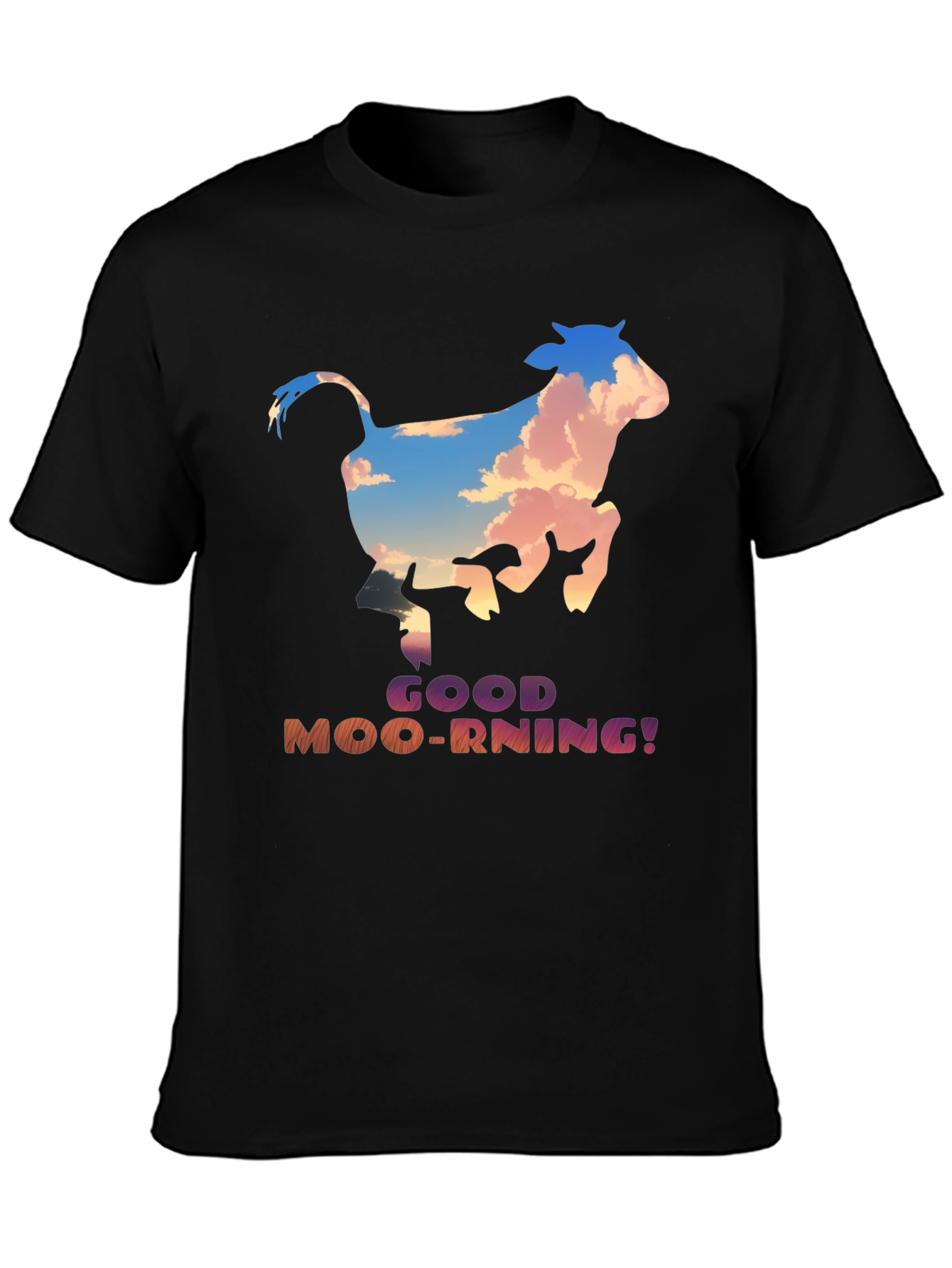 Good Moo-rning! Cow Graphic Print T-Shirt
