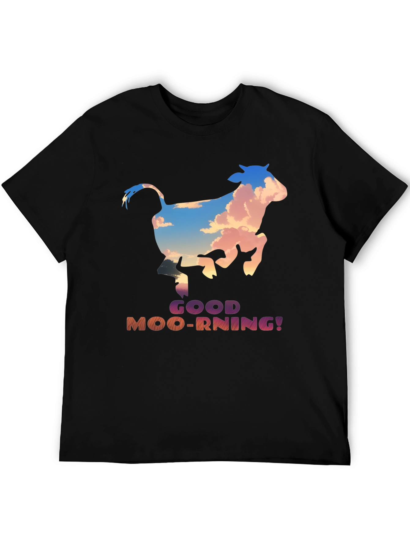 Good Moo-rning! Cow Graphic Print T-Shirt