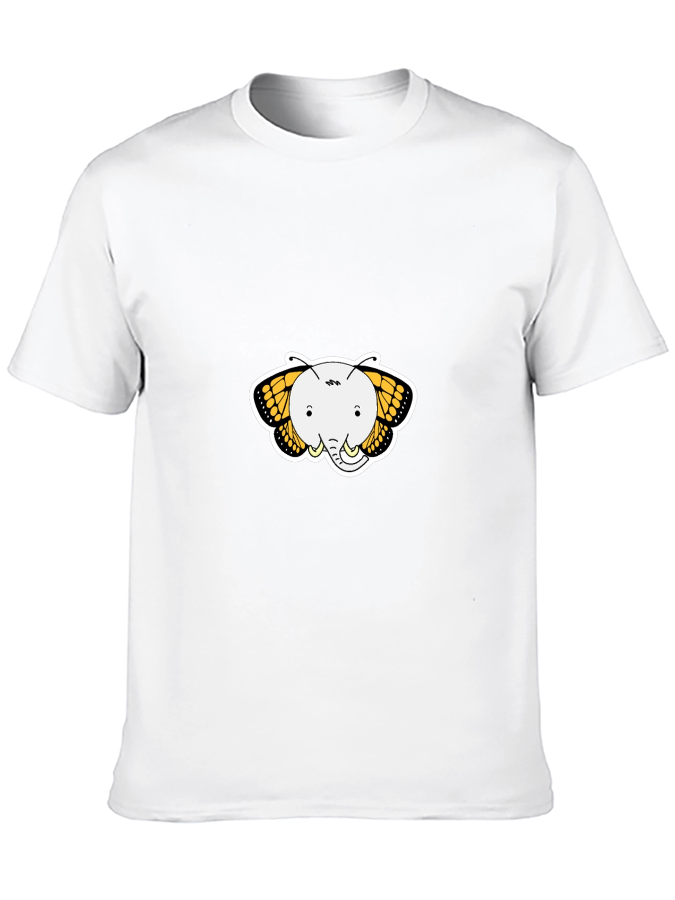 Elephant Butterfly Graphic Tee - Black Cotton T-Shirt