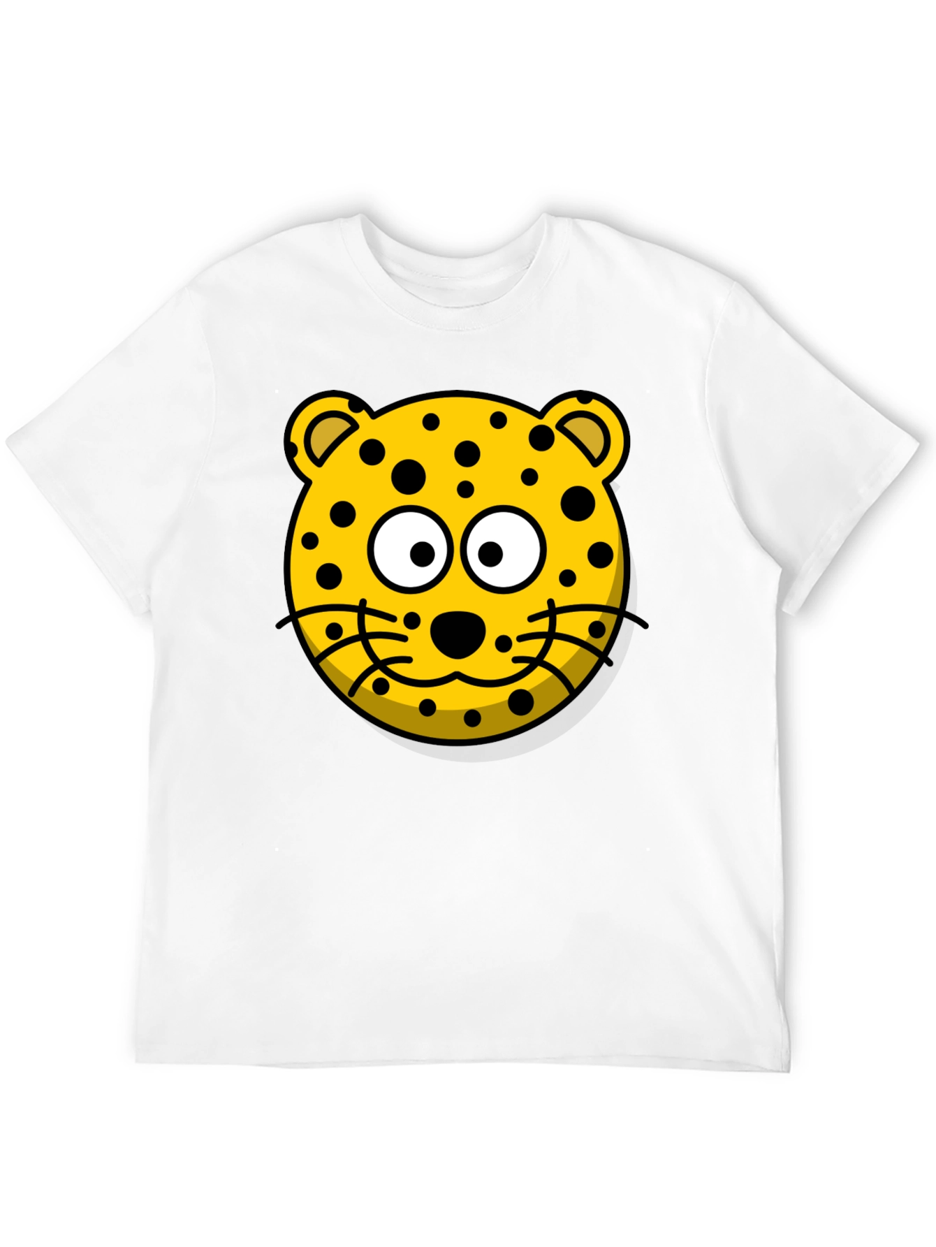 Cartoon Leopard Graphic T-Shirt - Black Cotton Tee