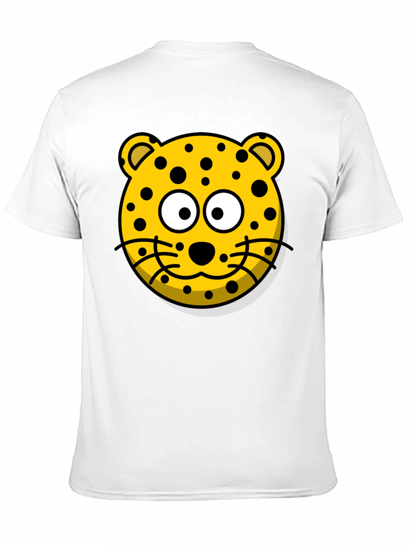 Cartoon Leopard Graphic T-Shirt - Black Cotton Tee
