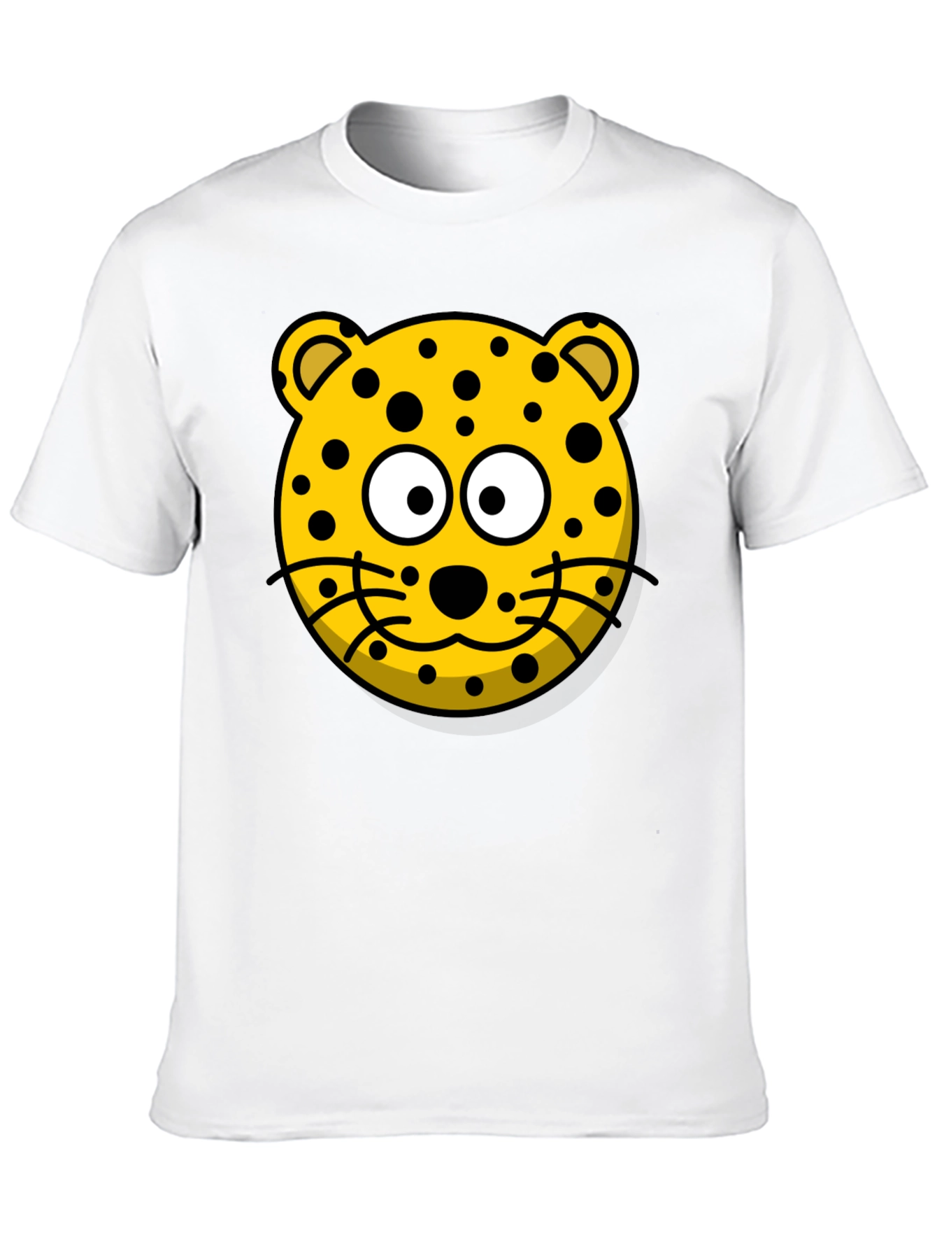 Cartoon Leopard Graphic T-Shirt - Black Cotton Tee