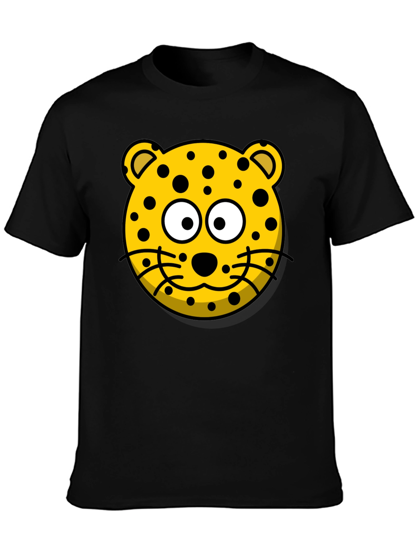 Cartoon Leopard Graphic T-Shirt - Black Cotton Tee