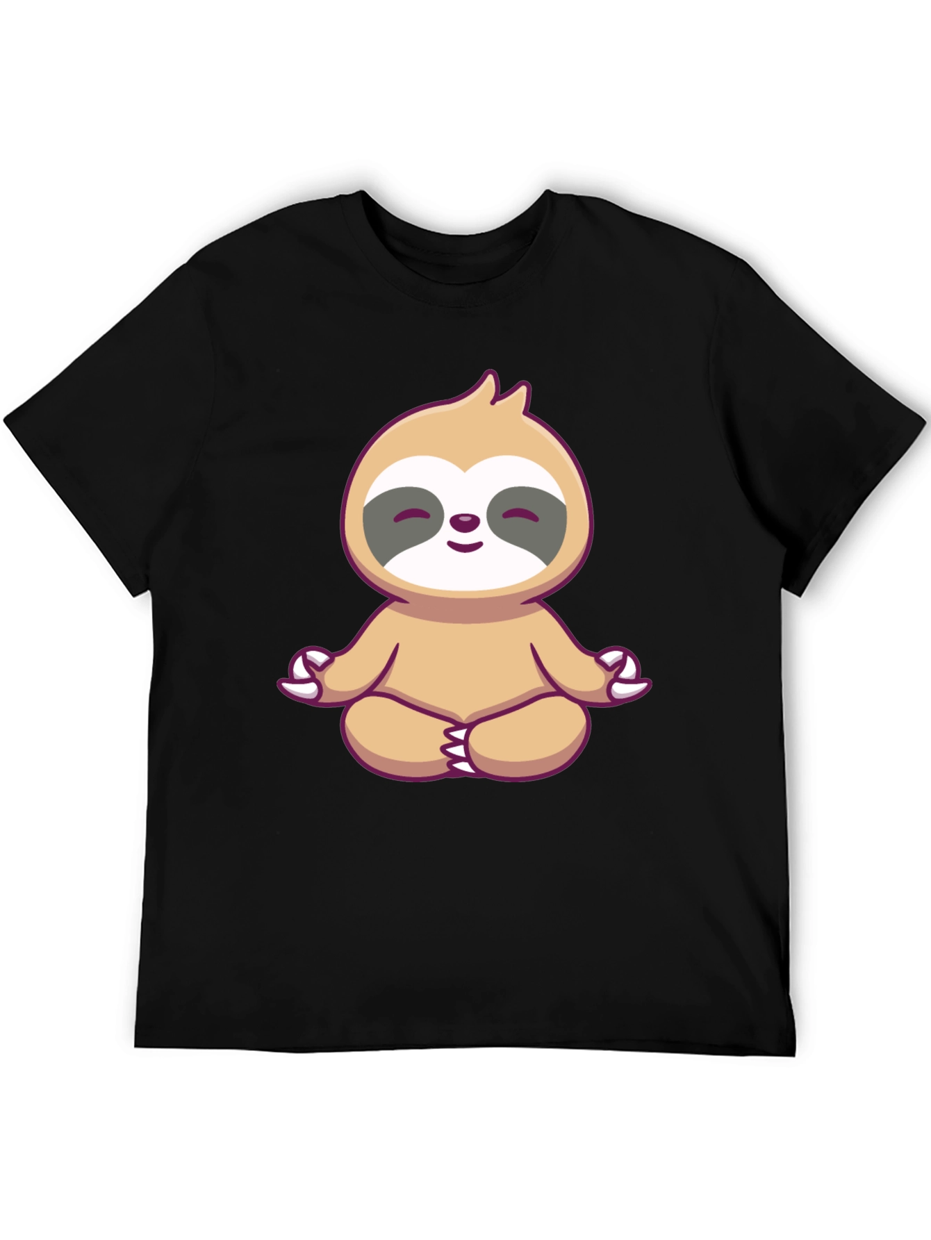 Zen Sloth Graphic Tee - Black Cotton T-Shirt