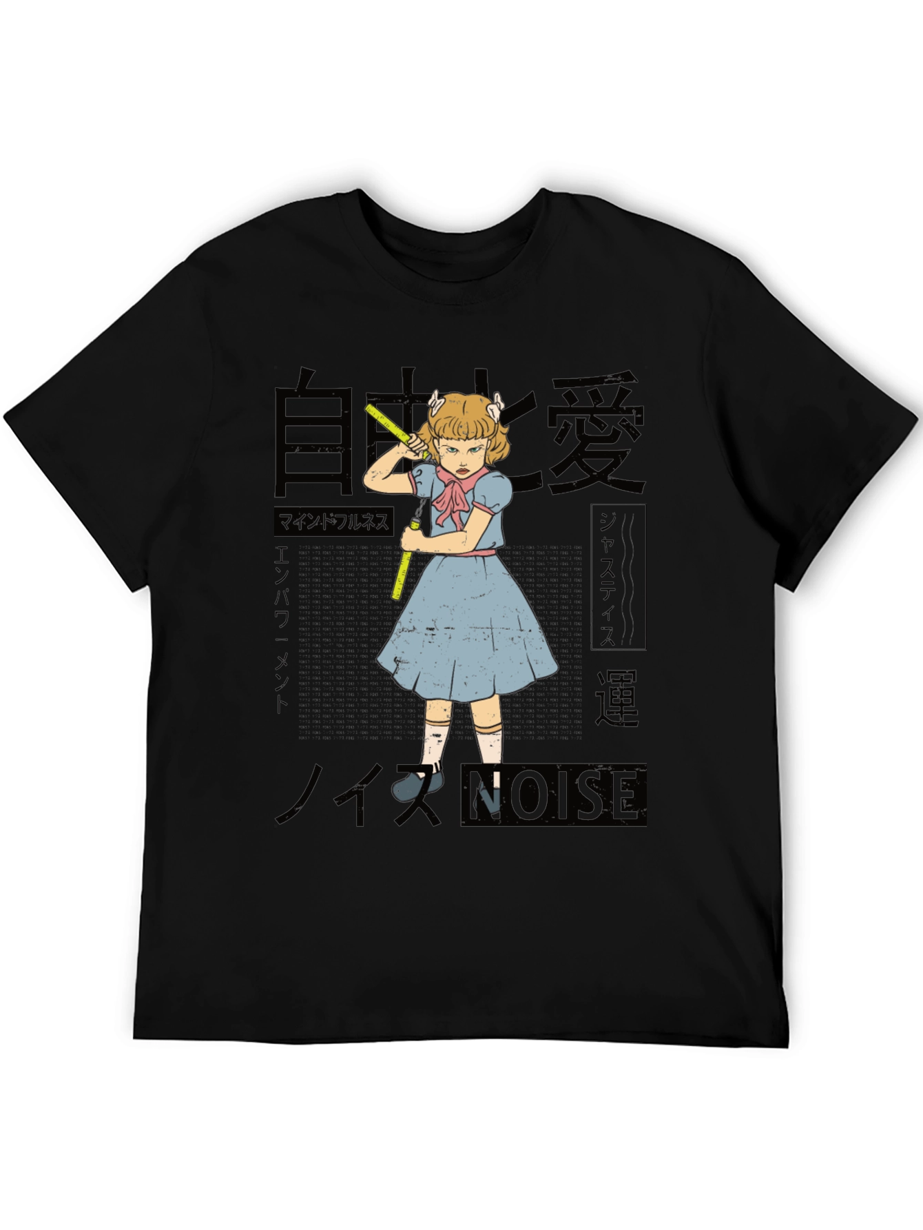 Anime Graphic Print Black T-Shirt