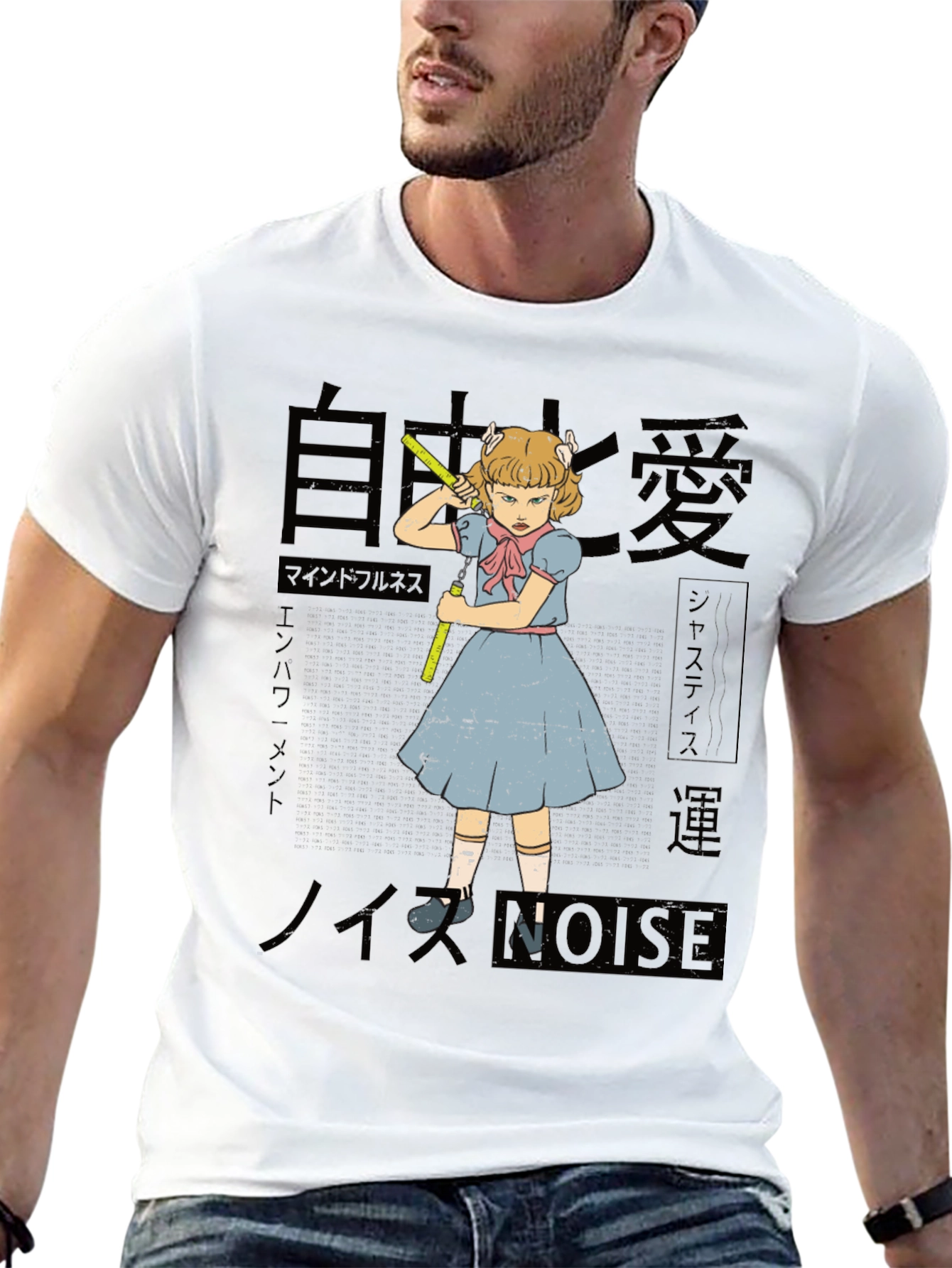 Anime Graphic Print Black T-Shirt