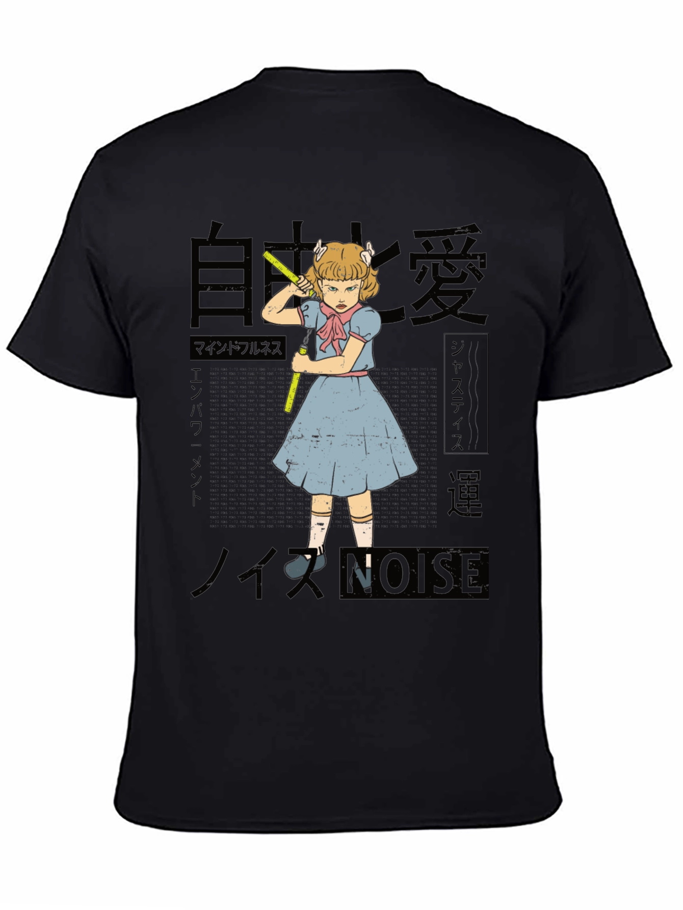Anime Graphic Print Black T-Shirt