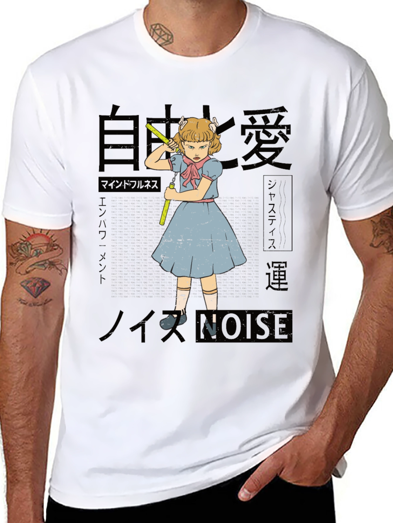 Anime Graphic Print Black T-Shirt