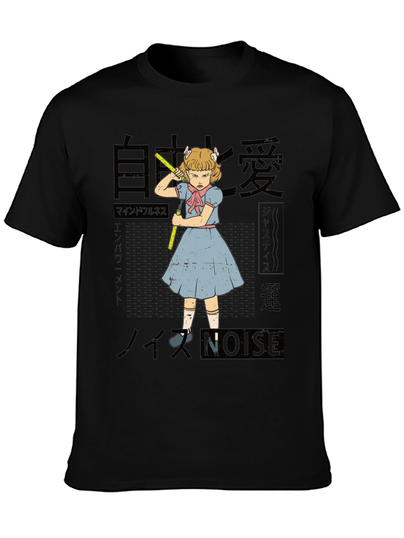 Anime Graphic Print Black T-Shirt