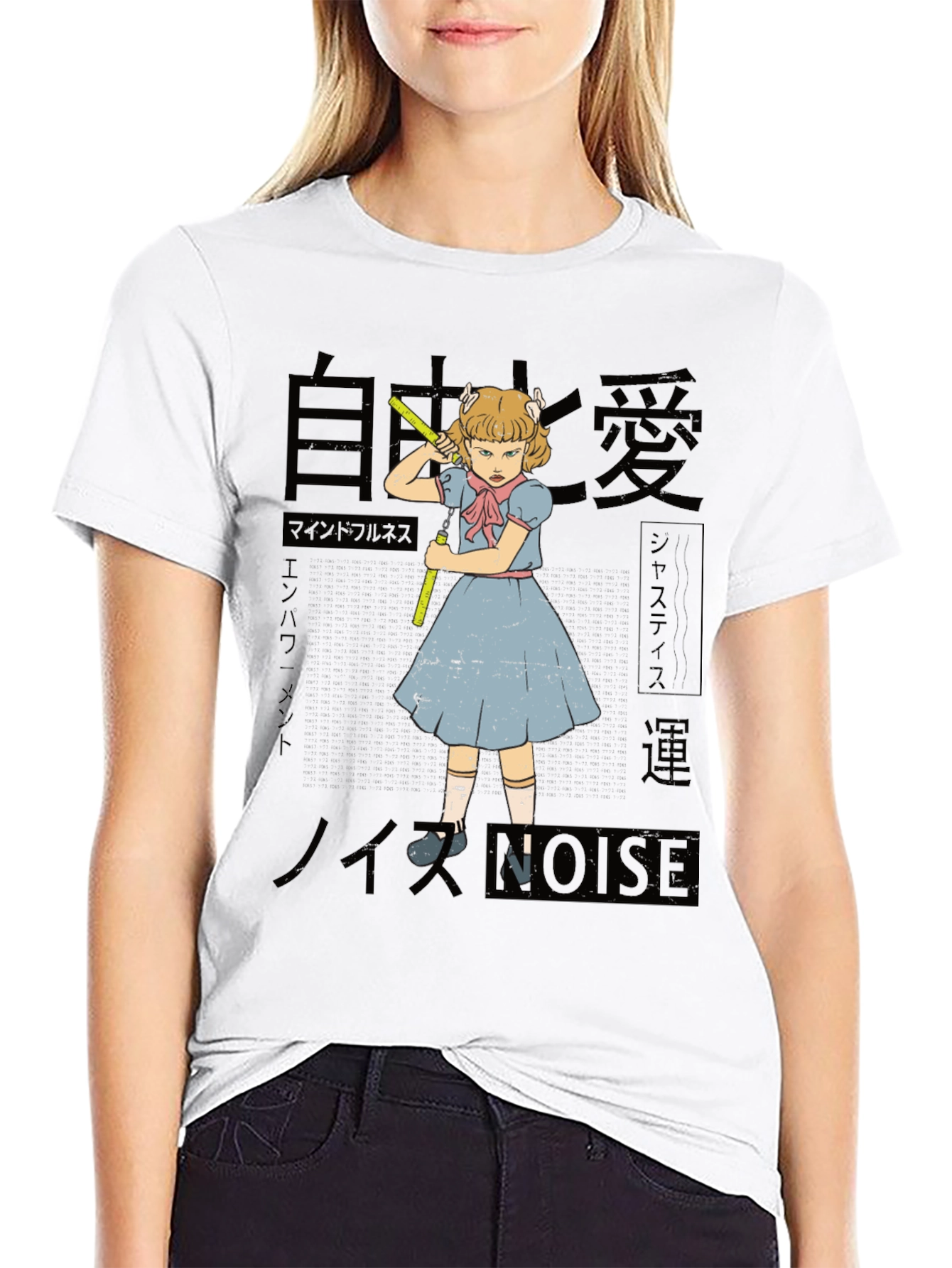 Anime Graphic Print Black T-Shirt