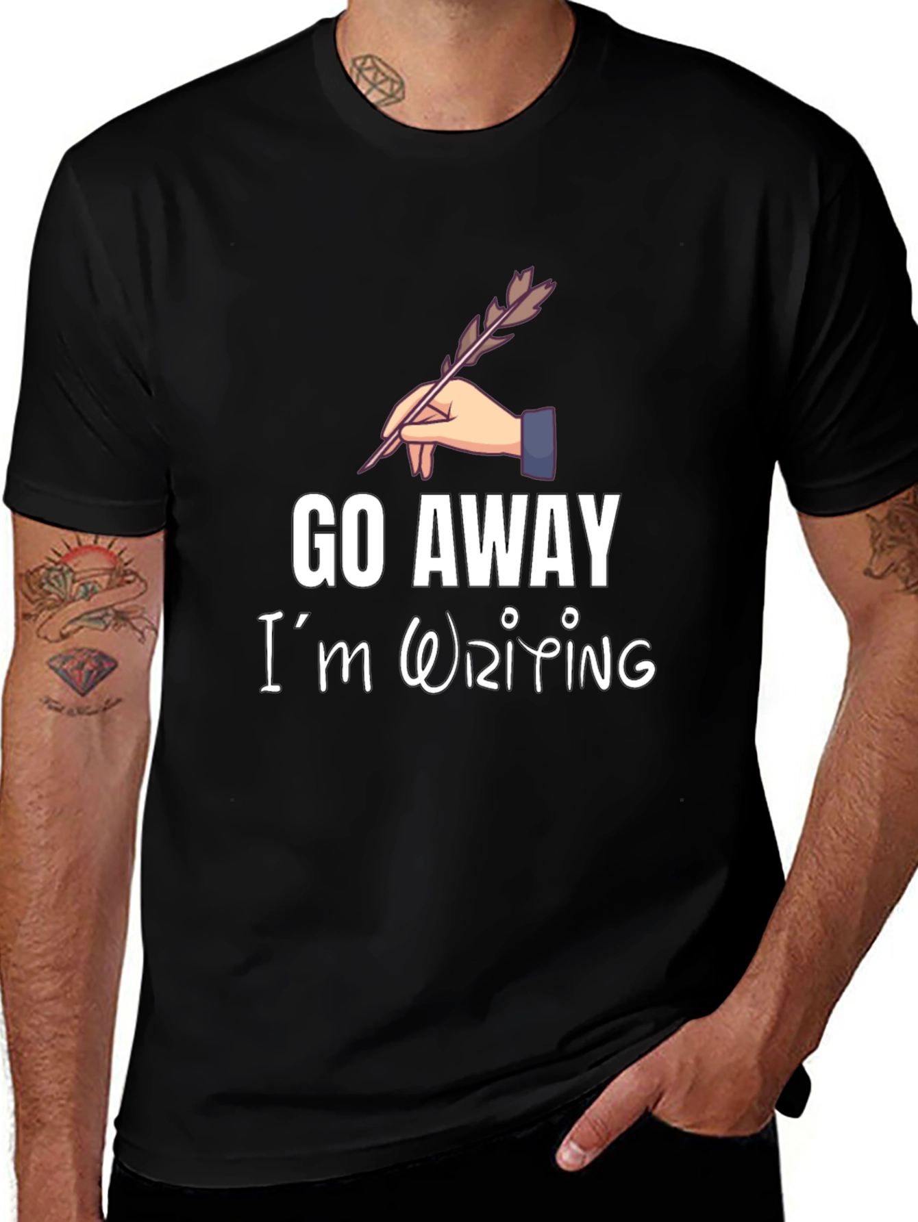 Go Away Im Writing T-Shirt - Black