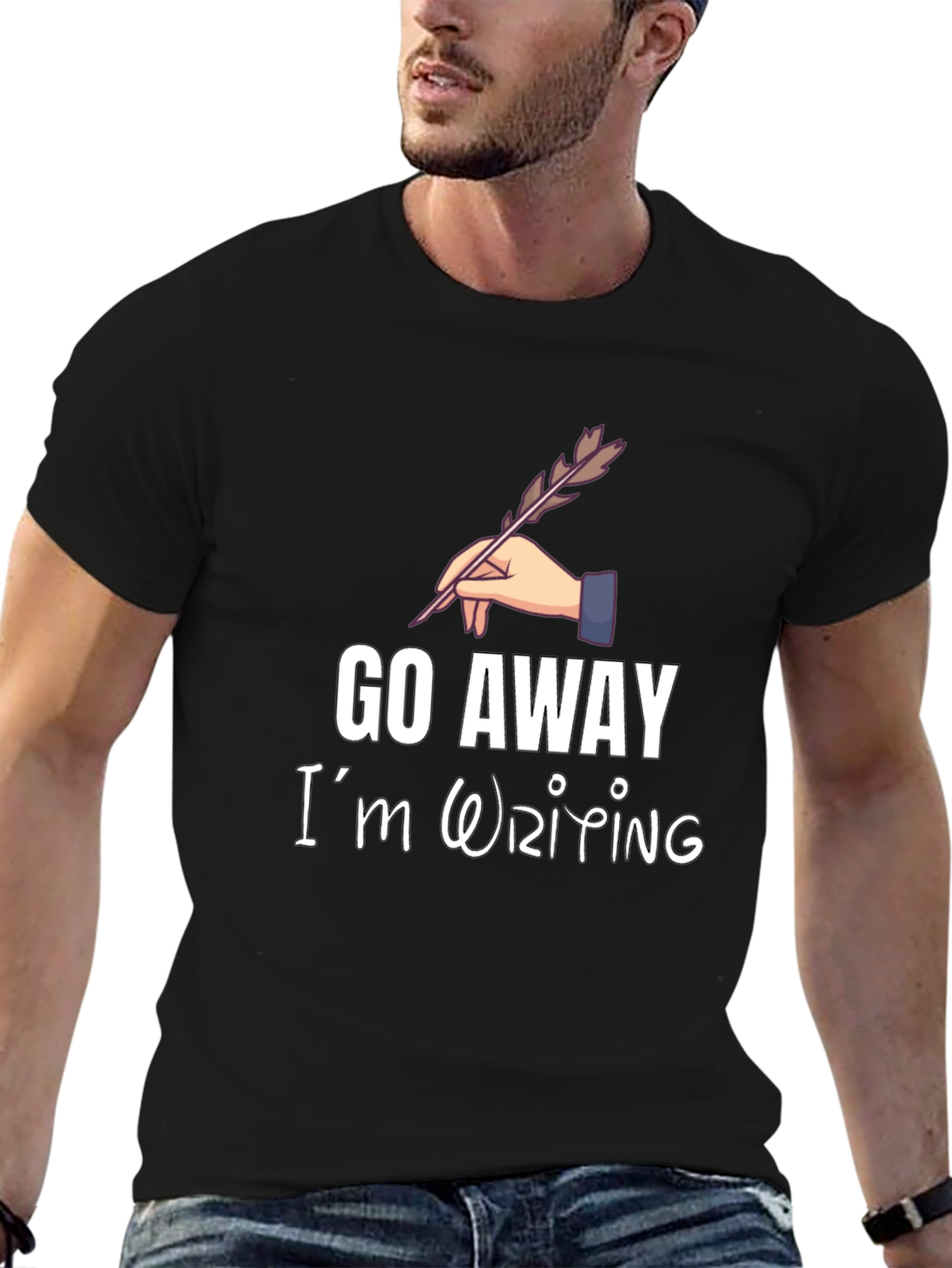 Go Away Im Writing T-Shirt - Black