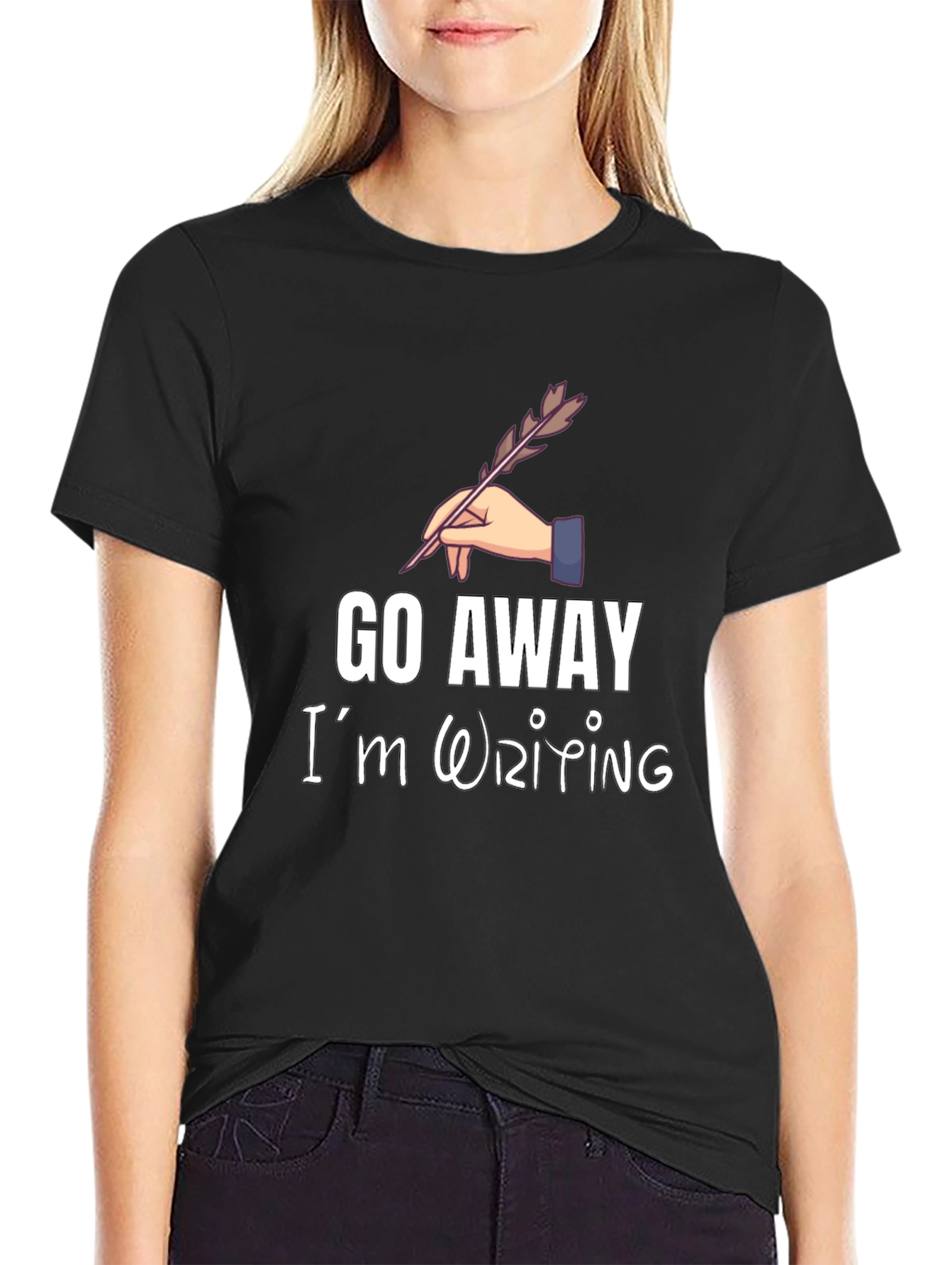 Go Away Im Writing T-Shirt - Black