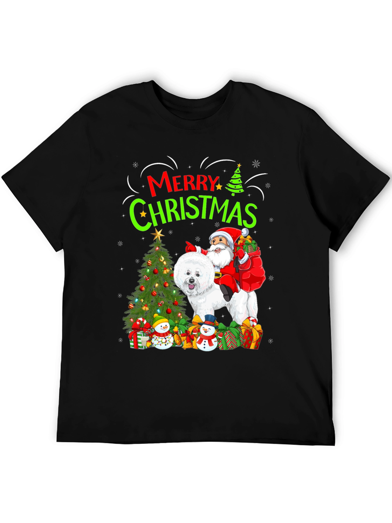Merry Christmas Dog Santa Graphic Tee